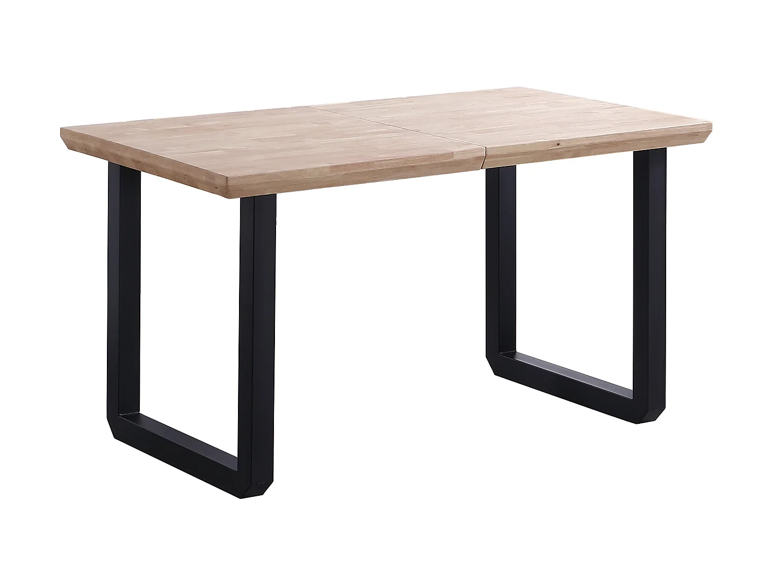 Table à manger rectangulaire extensible en bois coloris chêne nordique pieds noir - longueur 140-220 x profondeur 80 x hauteur 77 cm