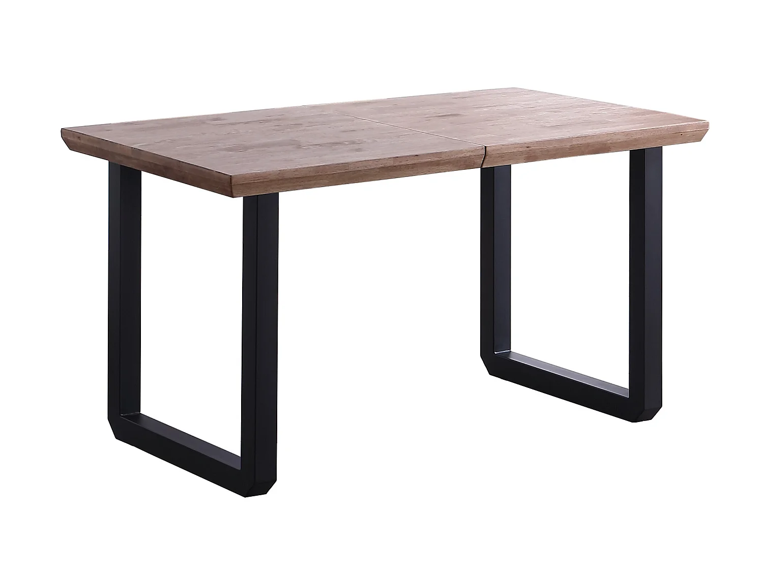 Table à manger rectangulaire extensible en bois coloris chêne miel pieds noir - longueur 140-220 x profondeur 80 x hauteur 77 cm