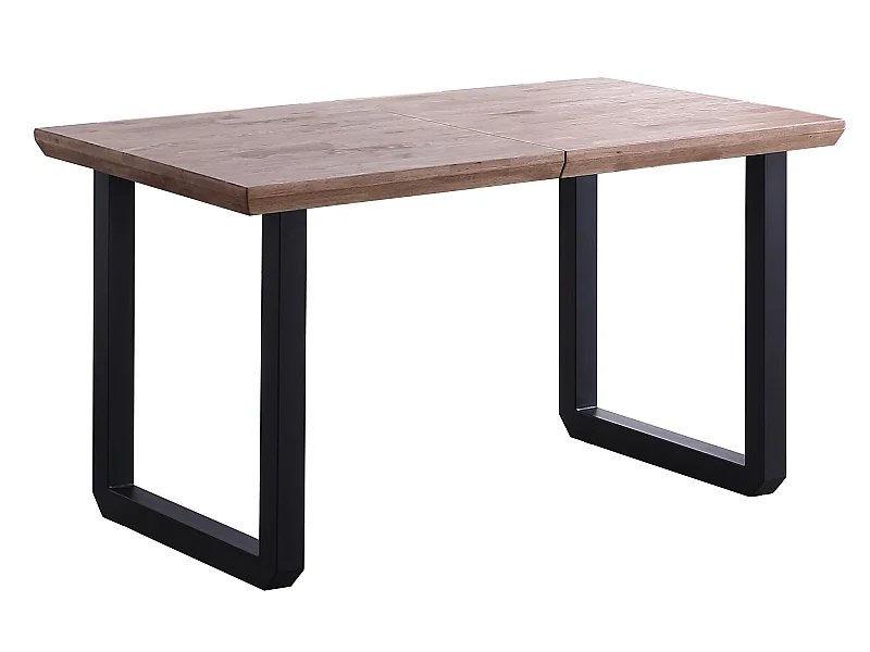 Table à manger rectangulaire extensible en bois coloris chêne miel pieds noir - longueur 140-220 x profondeur 80 x hauteur 77 cm