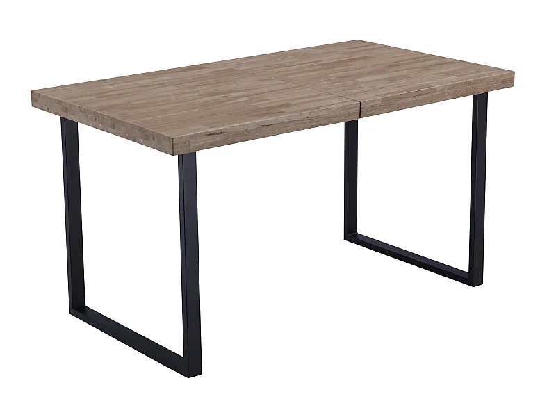 Table à manger rectangulaire extensible en bois coloris chêne miel pieds noir - longueur 140 - 180 x profondeur 80 x hauteur 76 cm