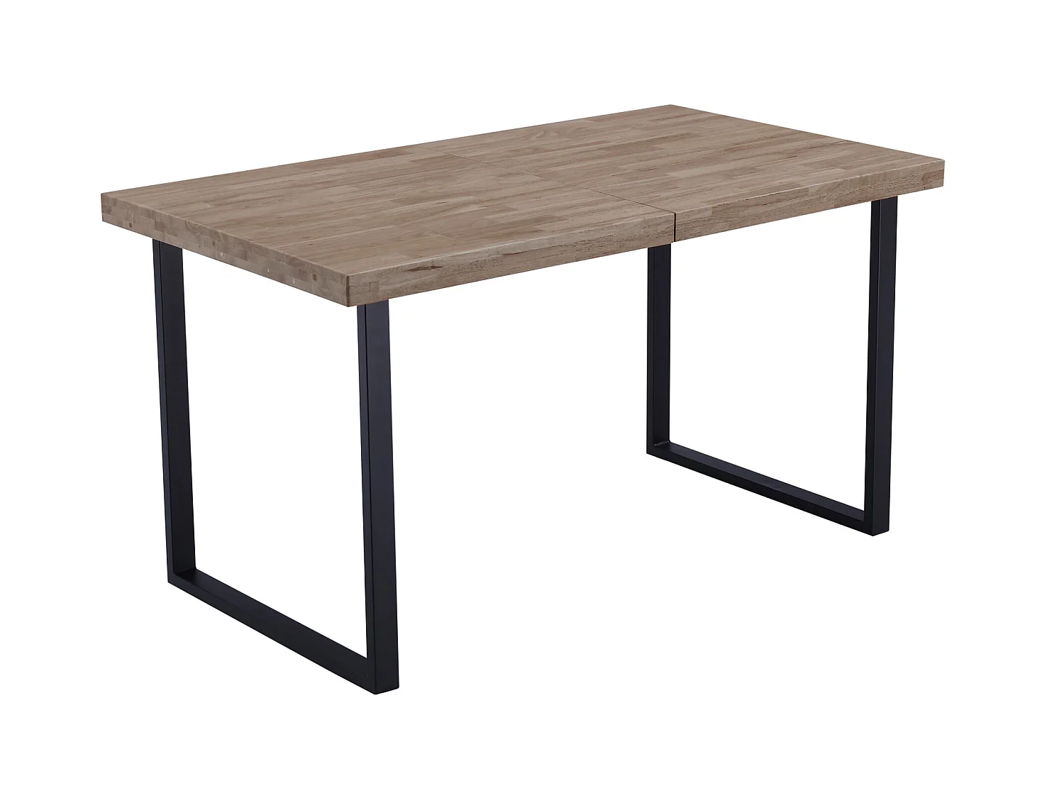 Table à manger rectangulaire extensible en bois coloris chêne miel pieds noir - longueur 140 - 180 x profondeur 80 x hauteur 76 cm