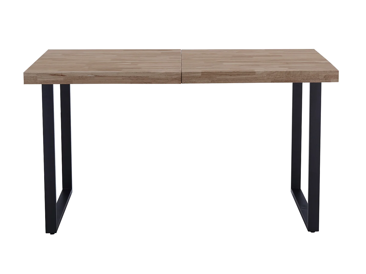 Table à manger rectangulaire extensible en bois coloris chêne miel pieds noir - longueur 140 - 180 x profondeur 80 x hauteur 76 cm