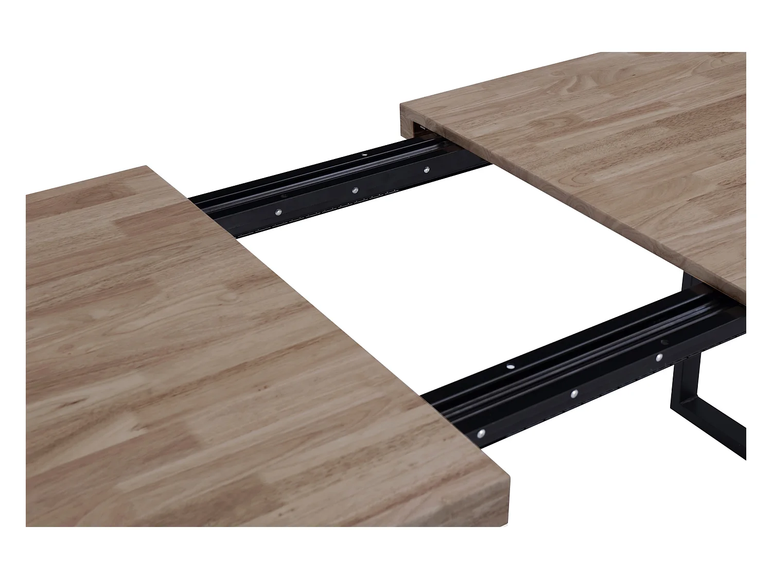 Table à manger rectangulaire extensible en bois coloris chêne miel pieds noir - longueur 140 - 180 x profondeur 80 x hauteur 76 cm