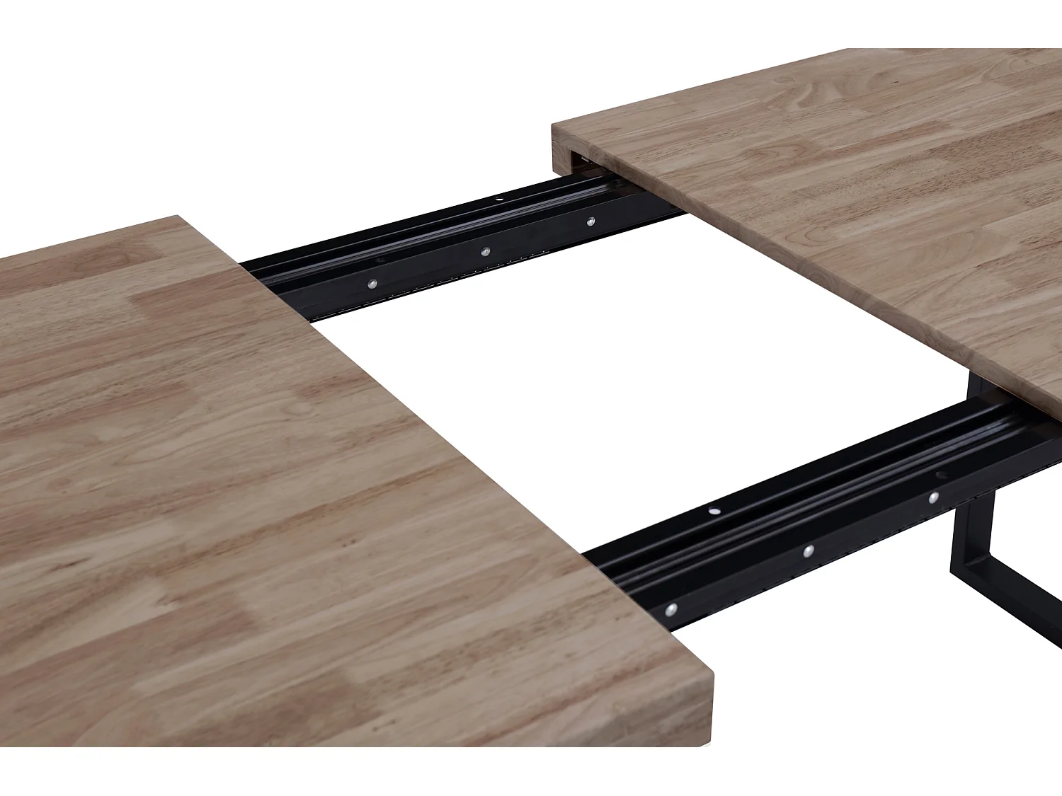 Table à manger rectangulaire extensible en bois coloris chêne miel pieds noir - longueur 140 - 180 x profondeur 80 x hauteur 76 cm