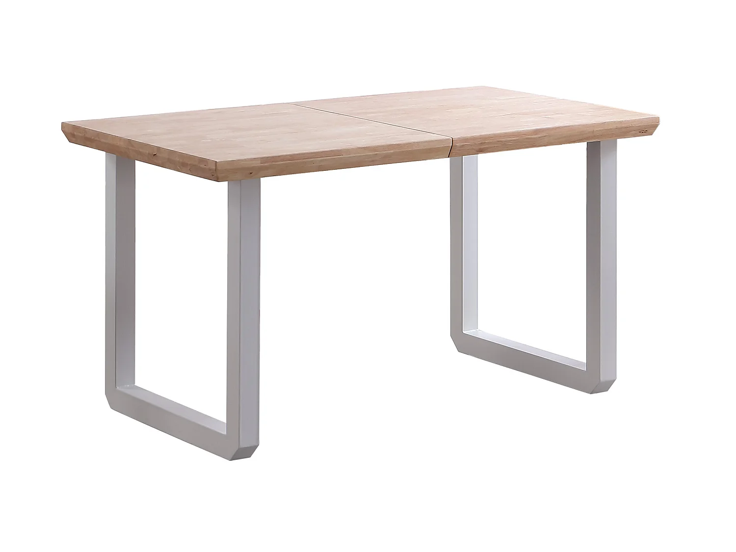 Table à manger rectangulaire extensible en bois coloris chêne nordique pieds blanc - longueur 140-220 x profondeur 80 x hauteur 77 cm