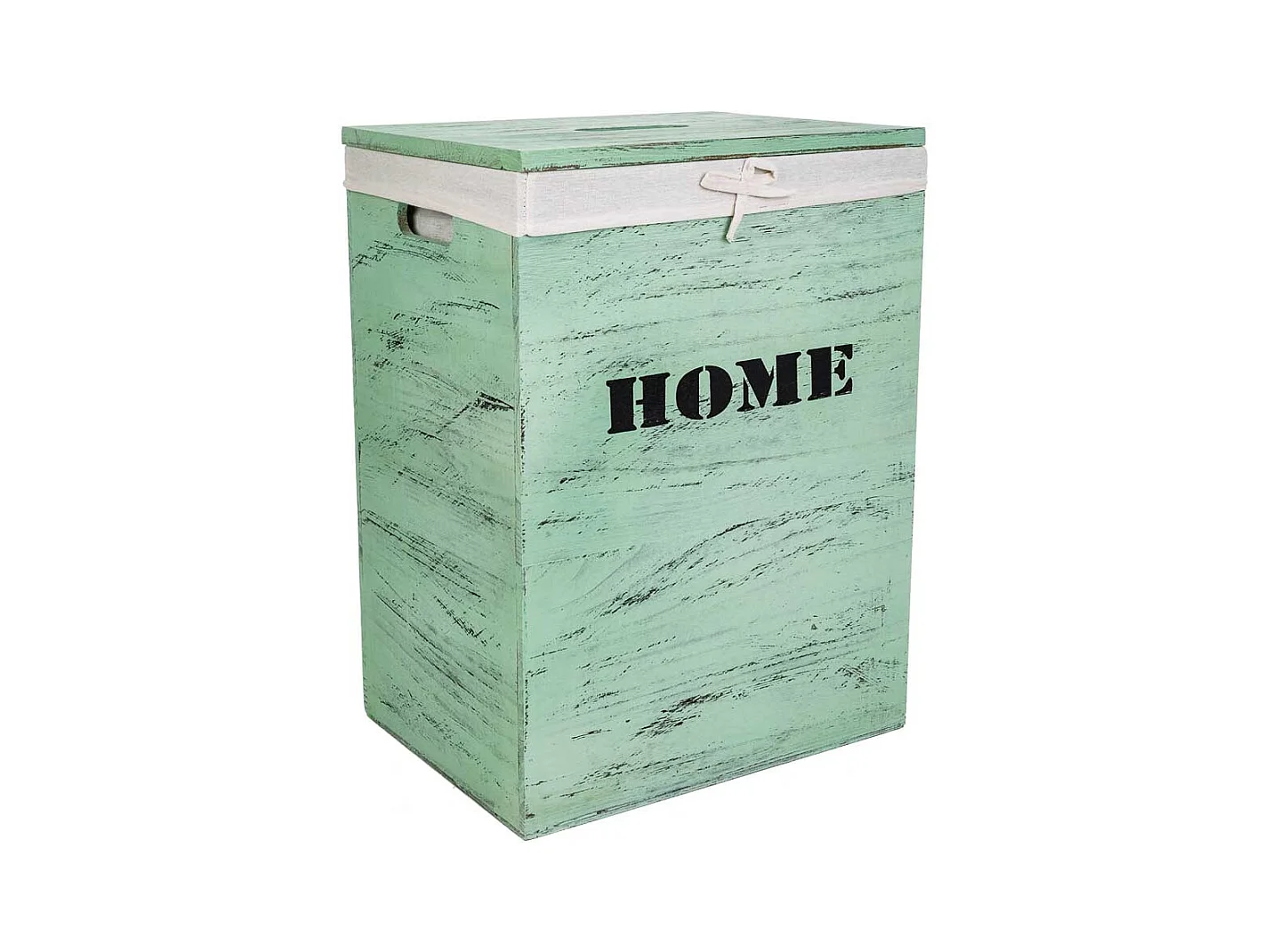 Set mit 2 grünen Wäschekörben aus Holz