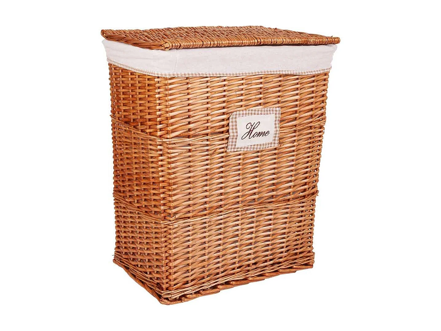 Set de corbeille à linge et 2 paniers en osier doublés marrons