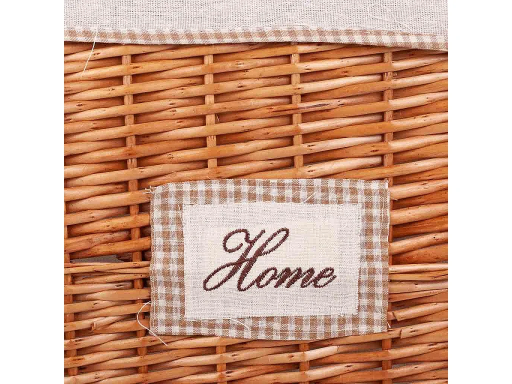 Set de corbeille à linge et 2 paniers en osier doublés marrons