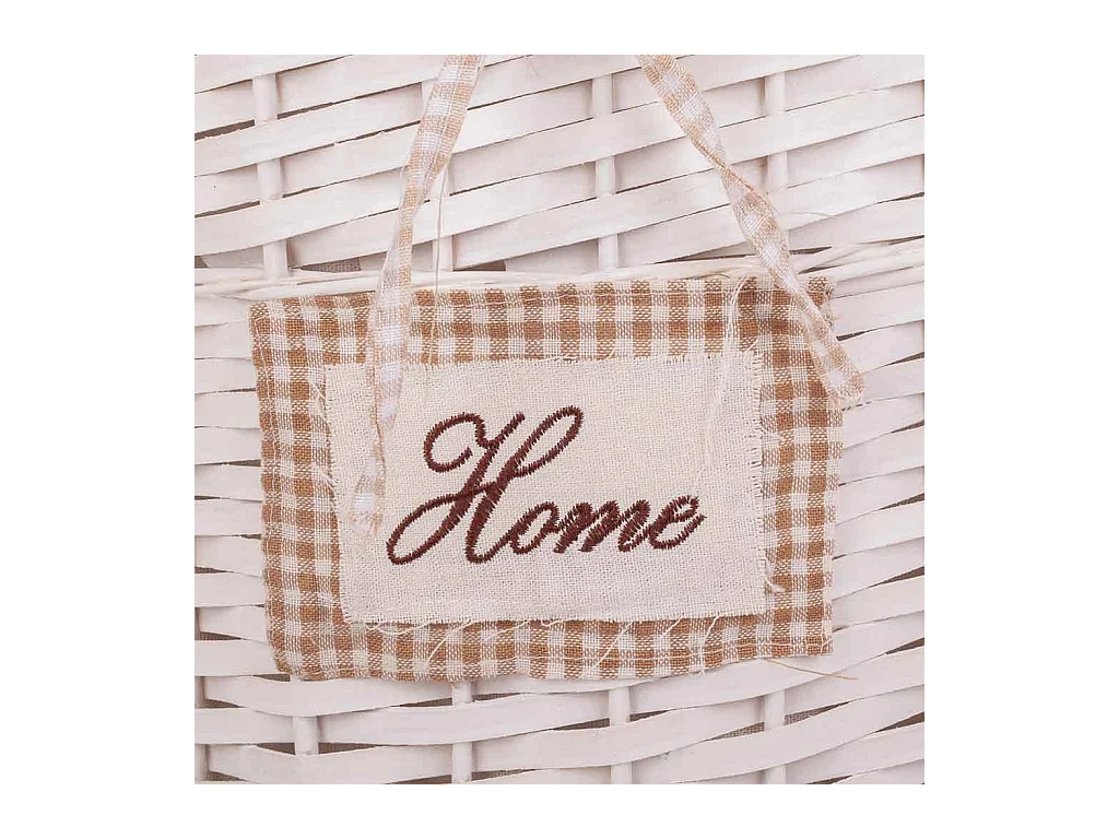 Set de corbeille à linge et deux paniers en osier doublés blancs