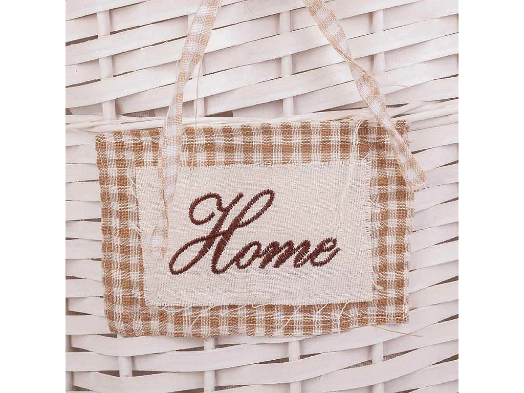 Set de corbeille à linge et deux paniers en osier doublés blancs