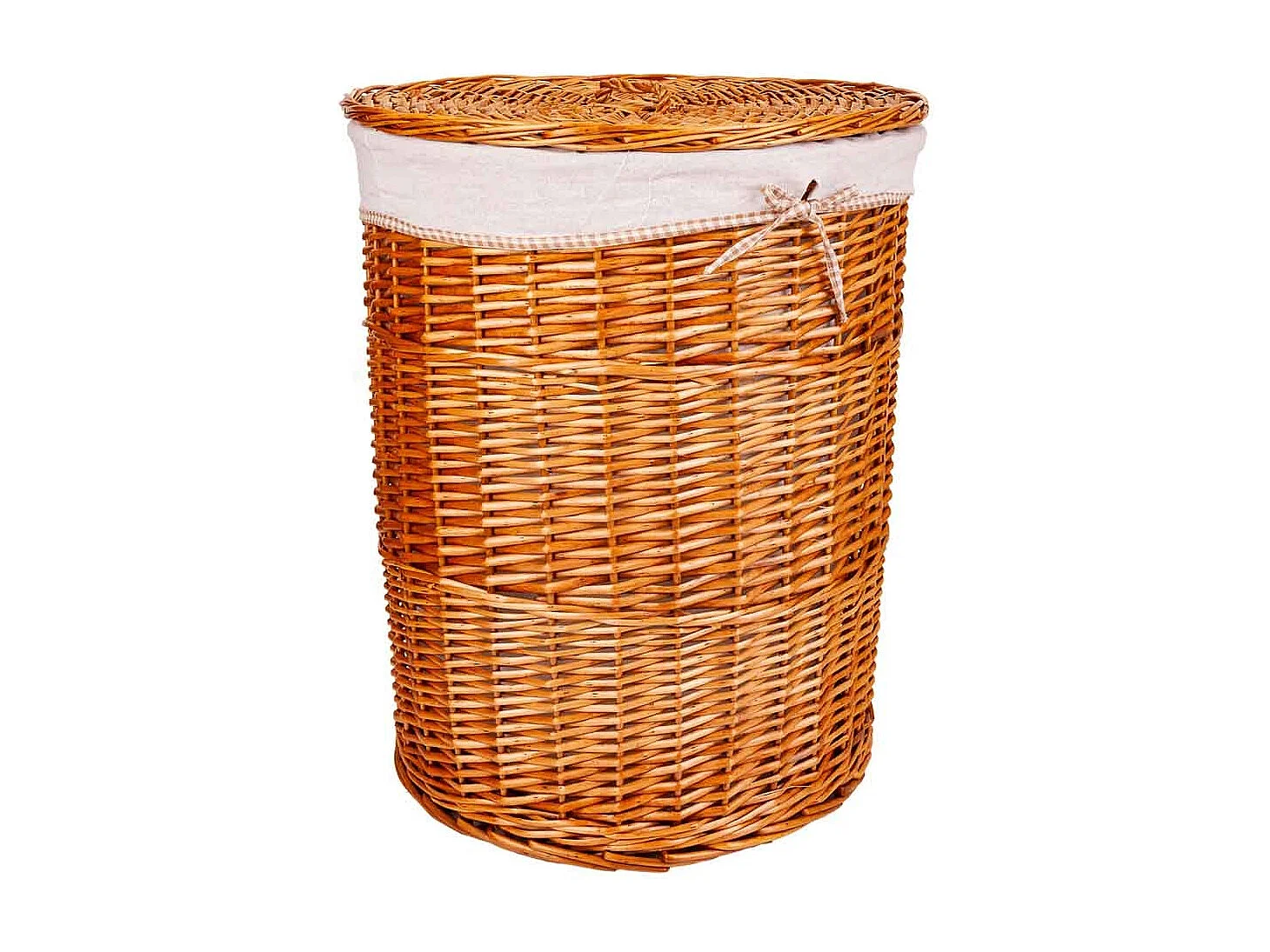 Set aus WÃ¤schekorb und zwei braun gefütterten Weidenkörben