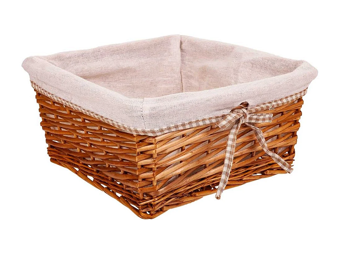 Set aus WÃ¤schekorb und zwei braun gefütterten Weidenkörben