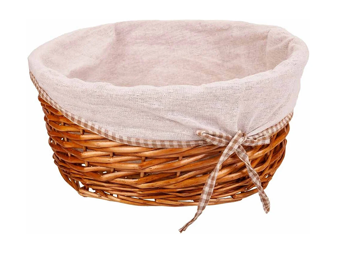 Set aus WÃ¤schekorb und zwei braun gefütterten Weidenkörben