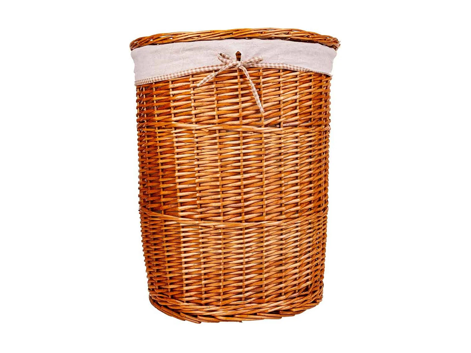 Set aus WÃ¤schekorb und zwei braun gefütterten Weidenkörben