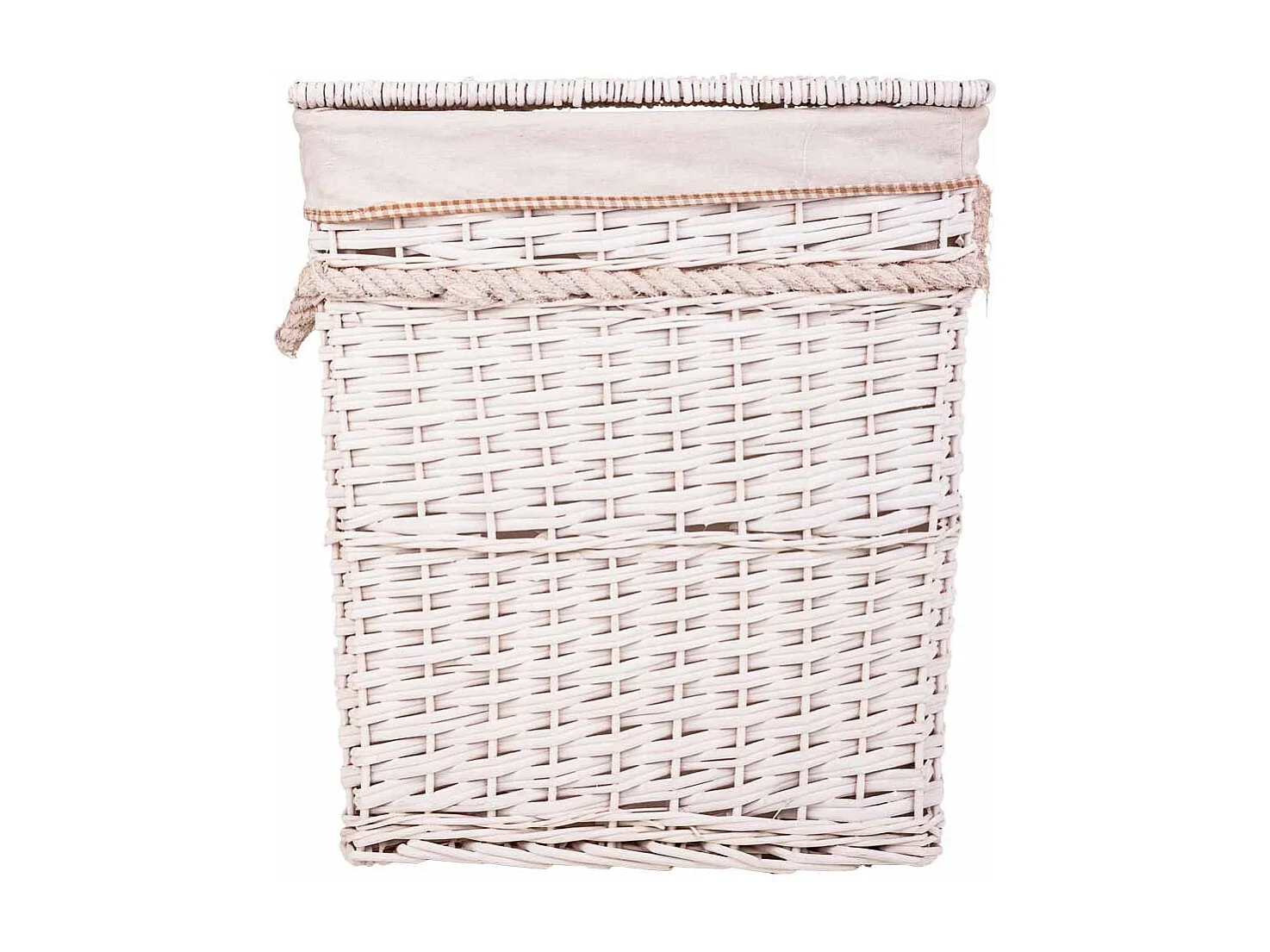 Set cesto de ropa y dos cestos de mimbre forrados blancos