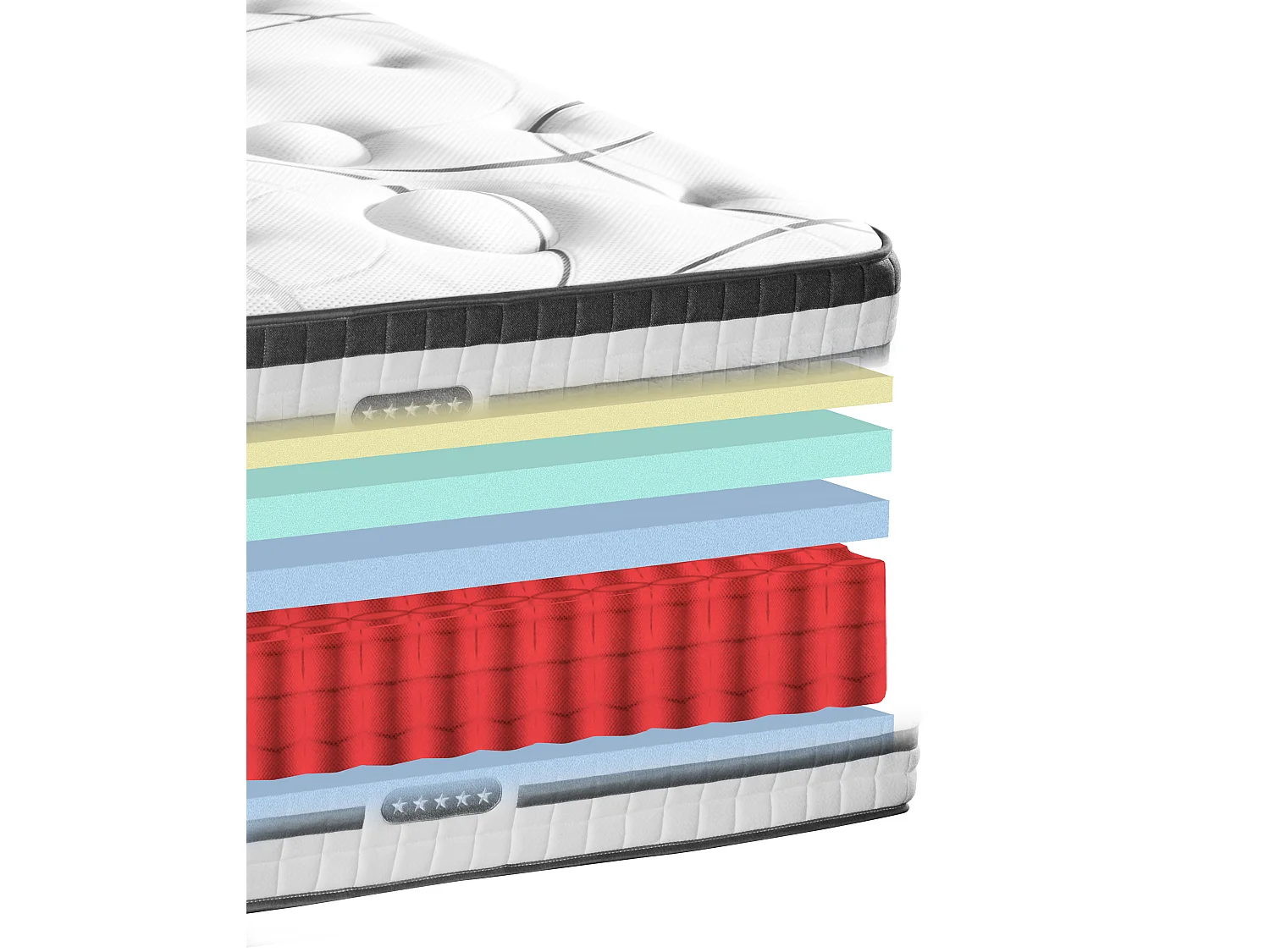Matelas Concorde 200x200 cm - Ressorts + mémoire - Ép. 26 cm