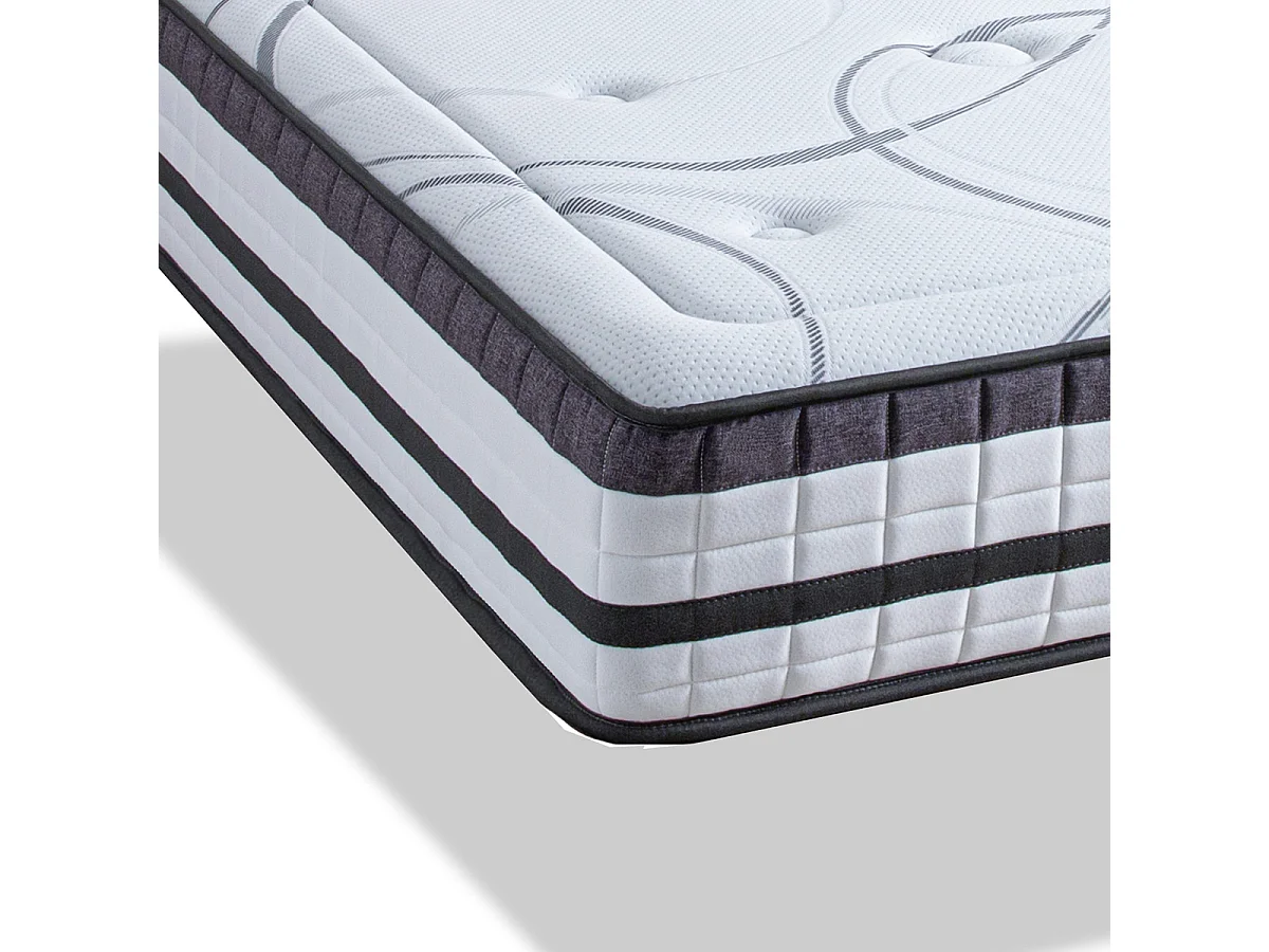 Matelas Concorde 200x200 cm - Ressorts + mémoire - Ép. 26 cm