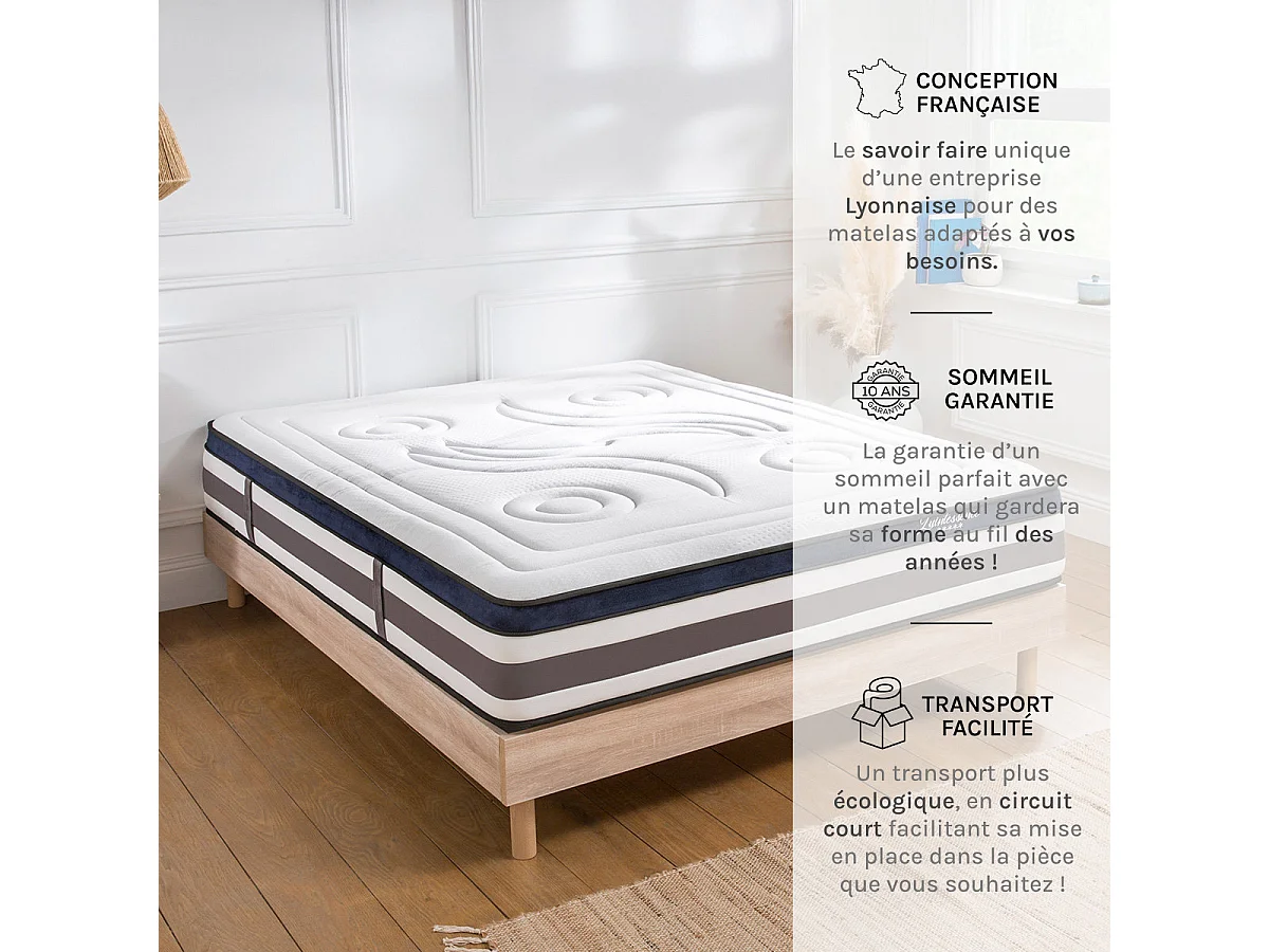 Matelas Quintessence Mousse Haute densité Accueil Mémoire de forme Cocooning - 30cm - 90 x200 cm