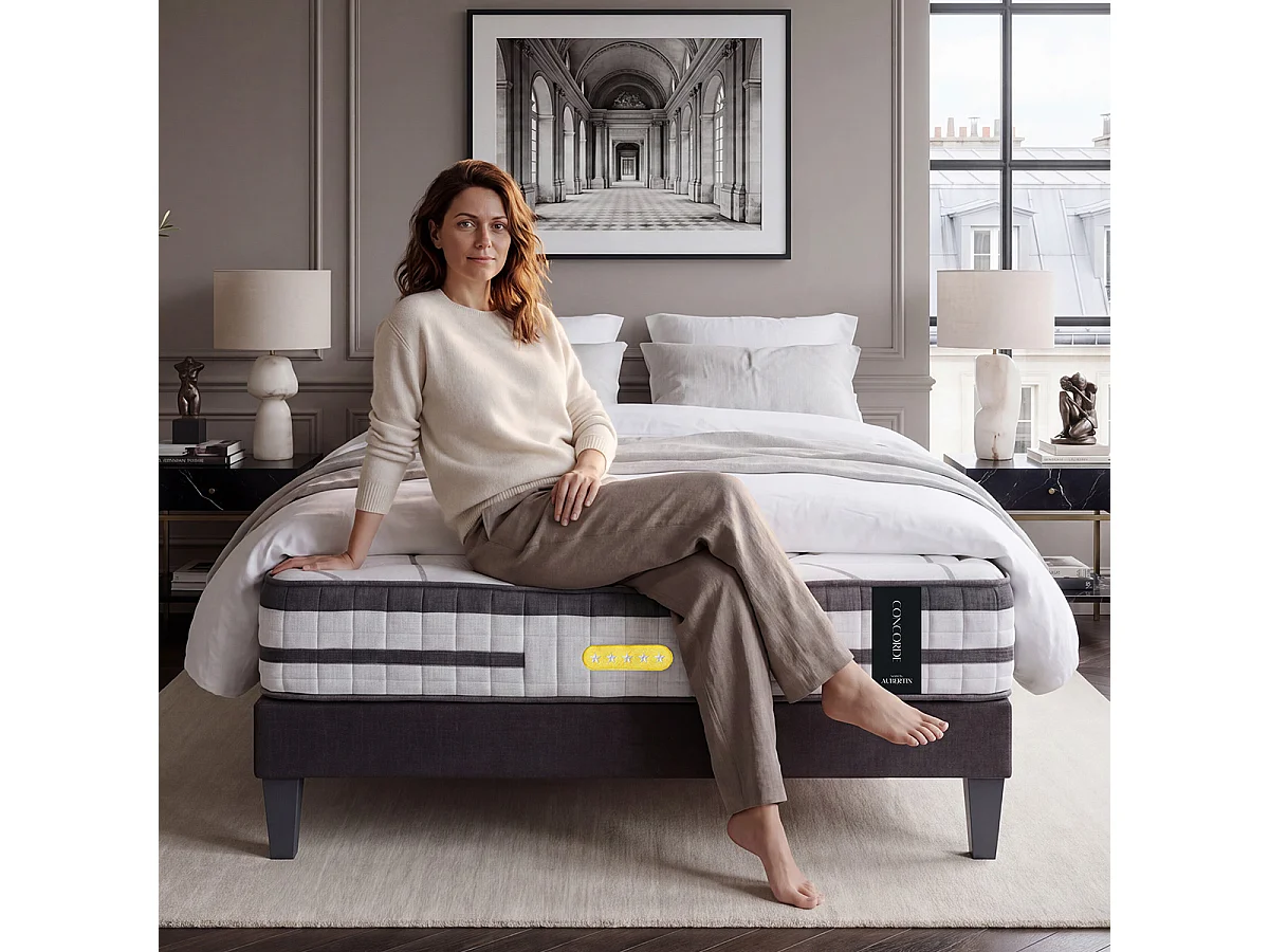 Matelas Concorde 140x190 cm - Ressorts + mémoire - Ép. 26 cm