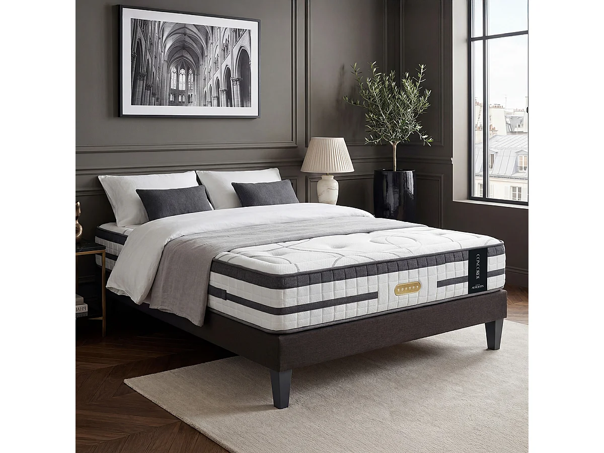 Matelas Concorde 140x190 cm - Ressorts + mémoire - Ép. 26 cm