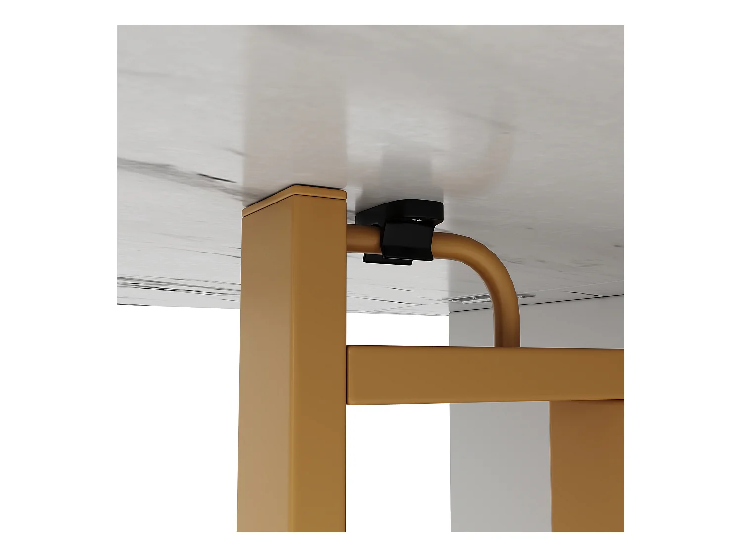 Desserte de cuisine mobile 2 portes Îlot de cuisine en bois avec plateau extensible - pieds en métal doré (80-140)x75x76.3 cm