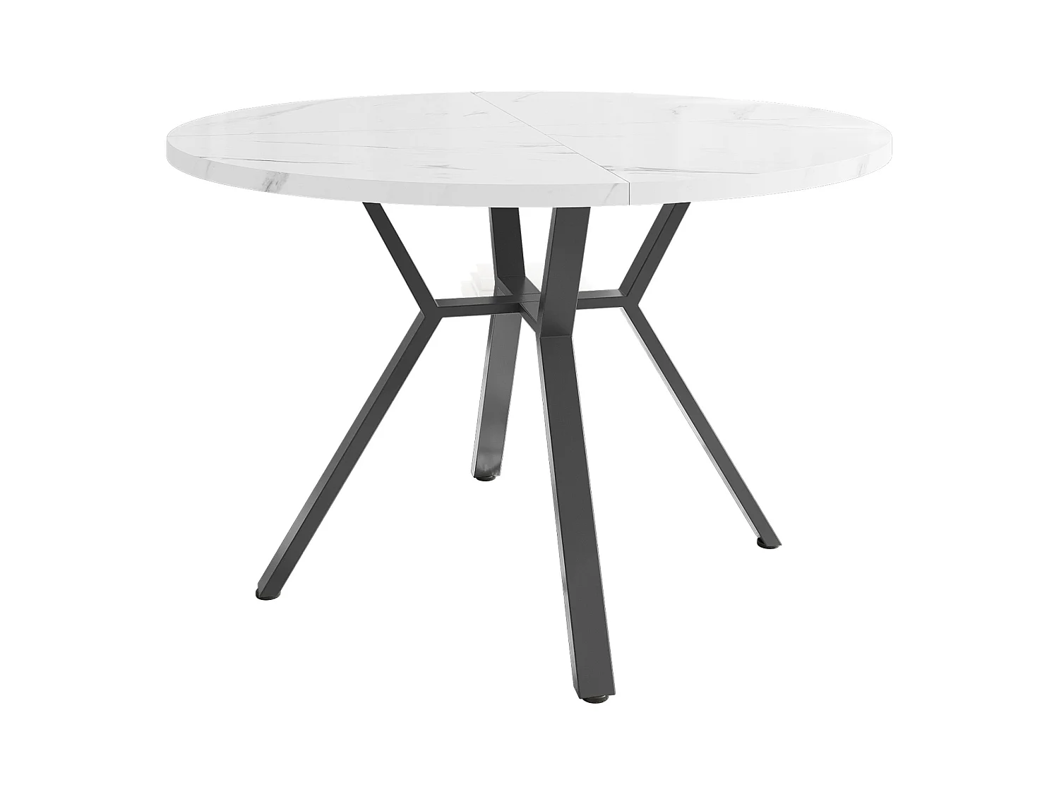 Table à manger table basse ronde pour 4-6 personnes - pieds en métal noir - blanc (100 x 100 x 75 cm)