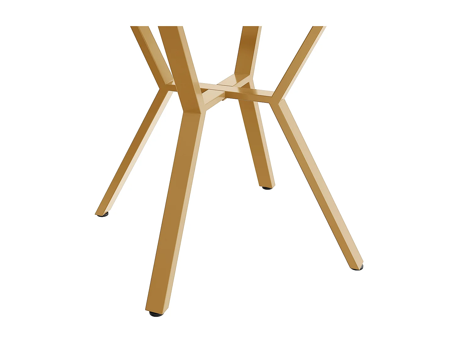 Table à manger ronde 100x100x75 cm pour 4-6 personnes - pieds en métal doré - blanc