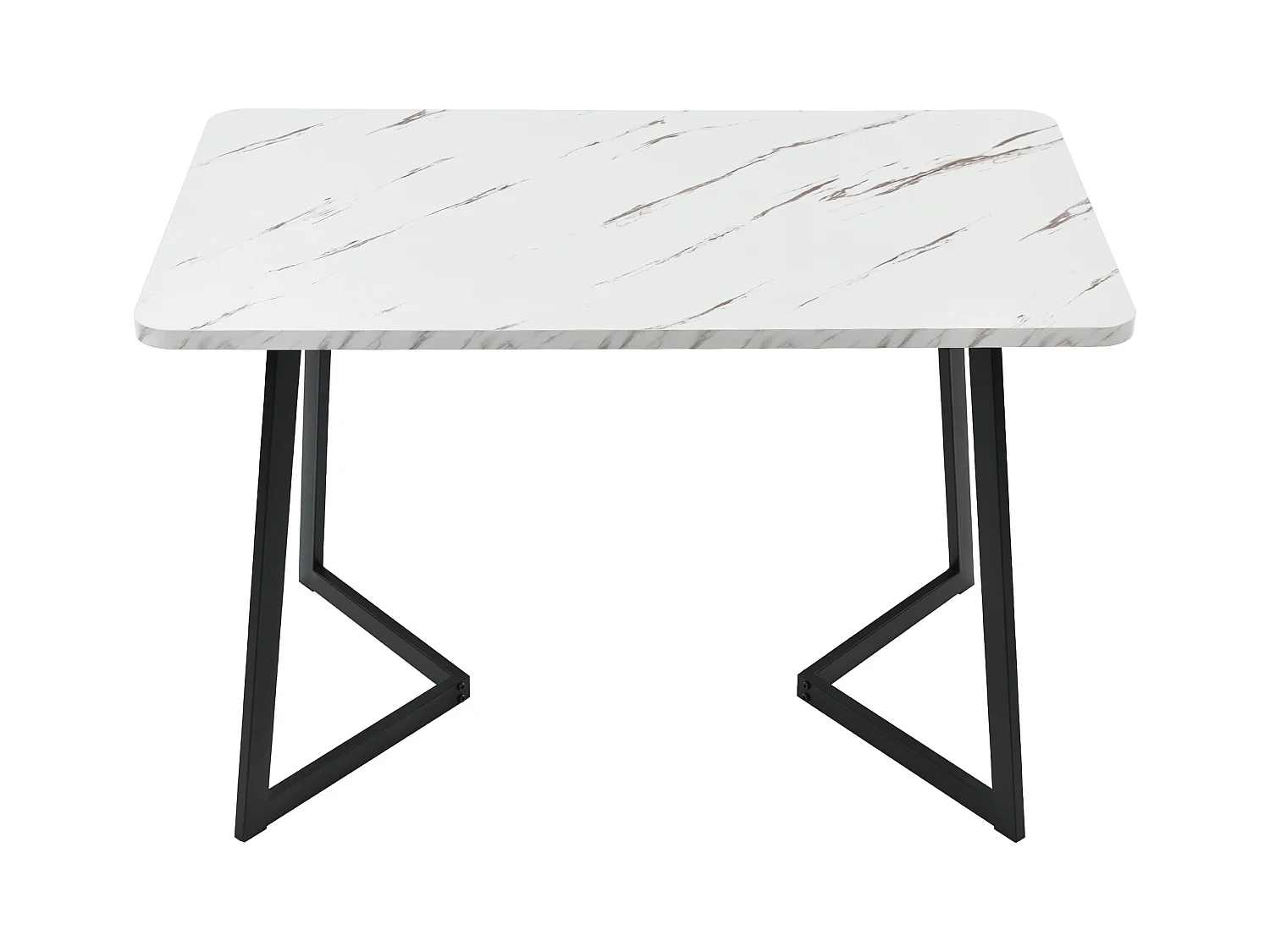 Rechthoekige eettafel voor 4-6 personen - zwarte metalen poten - wit MDF blad (117x68x75 cm)