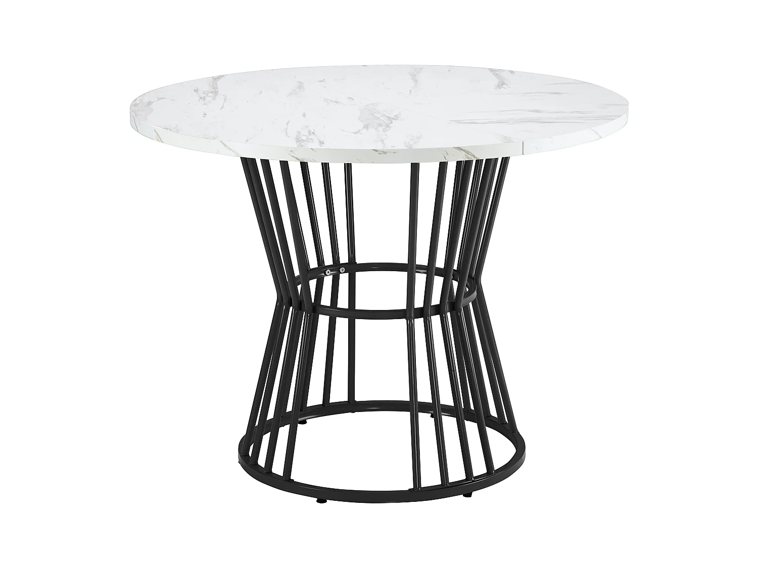 Table à manger ronde 100x100x75 cm pour 4-6 personnes - pieds en métal noir - blanc