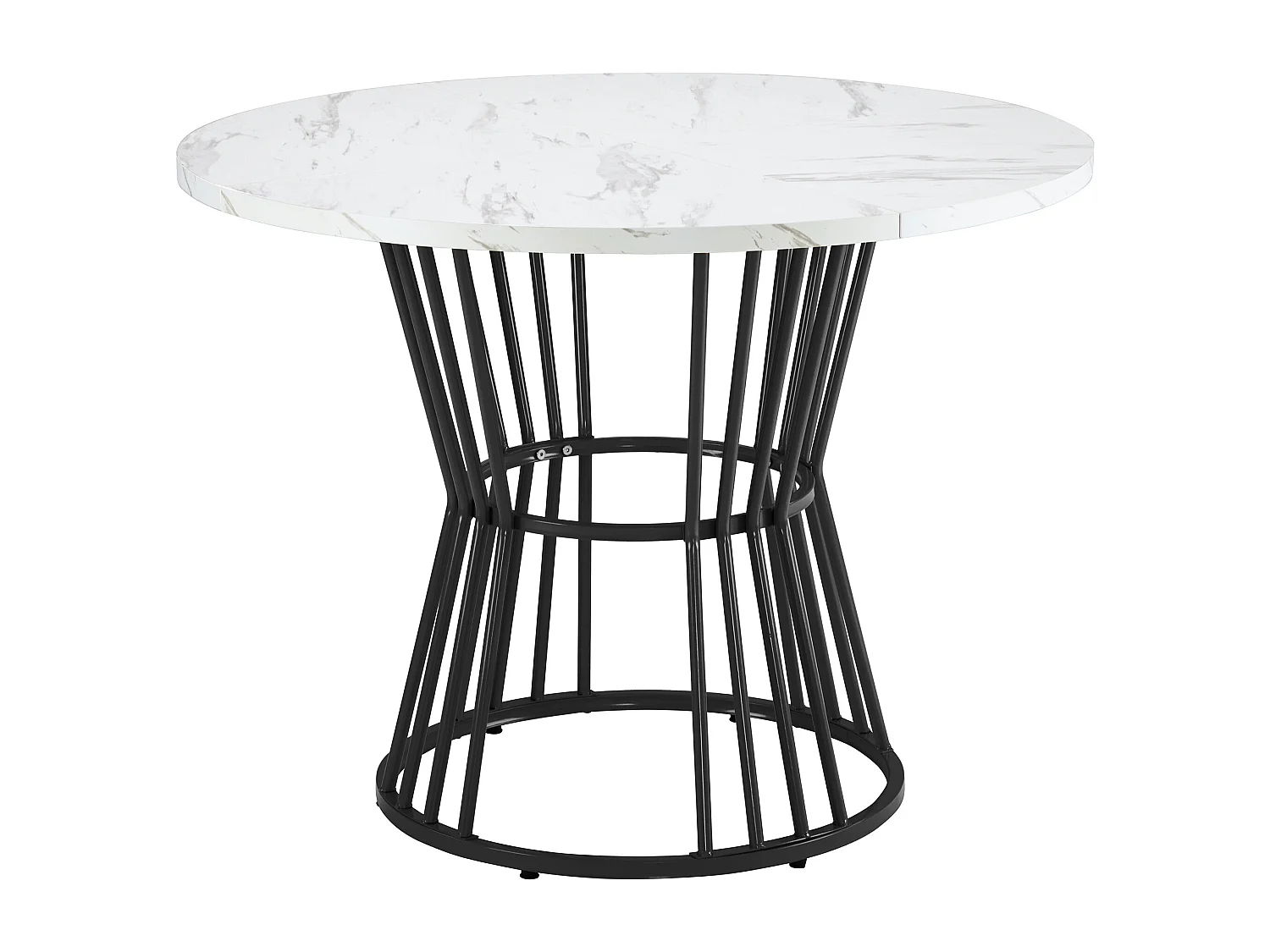 Table à manger ronde 100x100x75 cm pour 4-6 personnes - pieds en métal noir - blanc