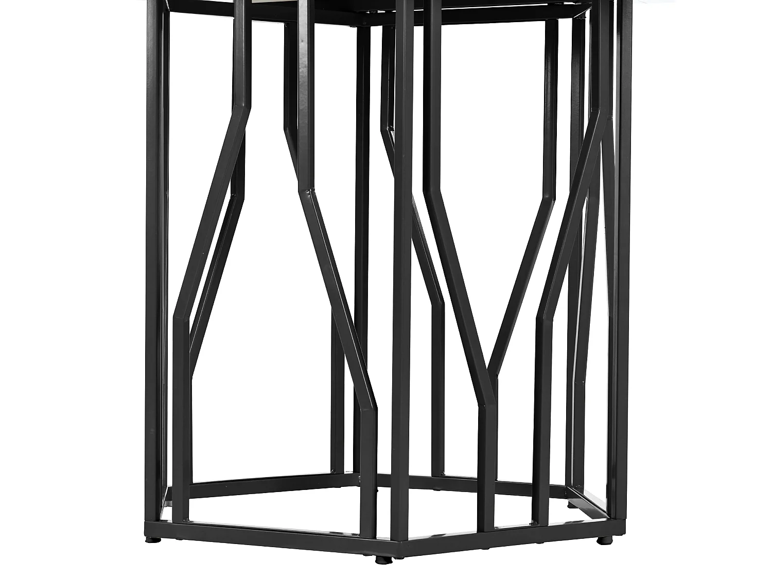 Table à manger hexagonale 115.5x115.5x75 cm pour 4-6 personnes - pied en métal noir - blanc