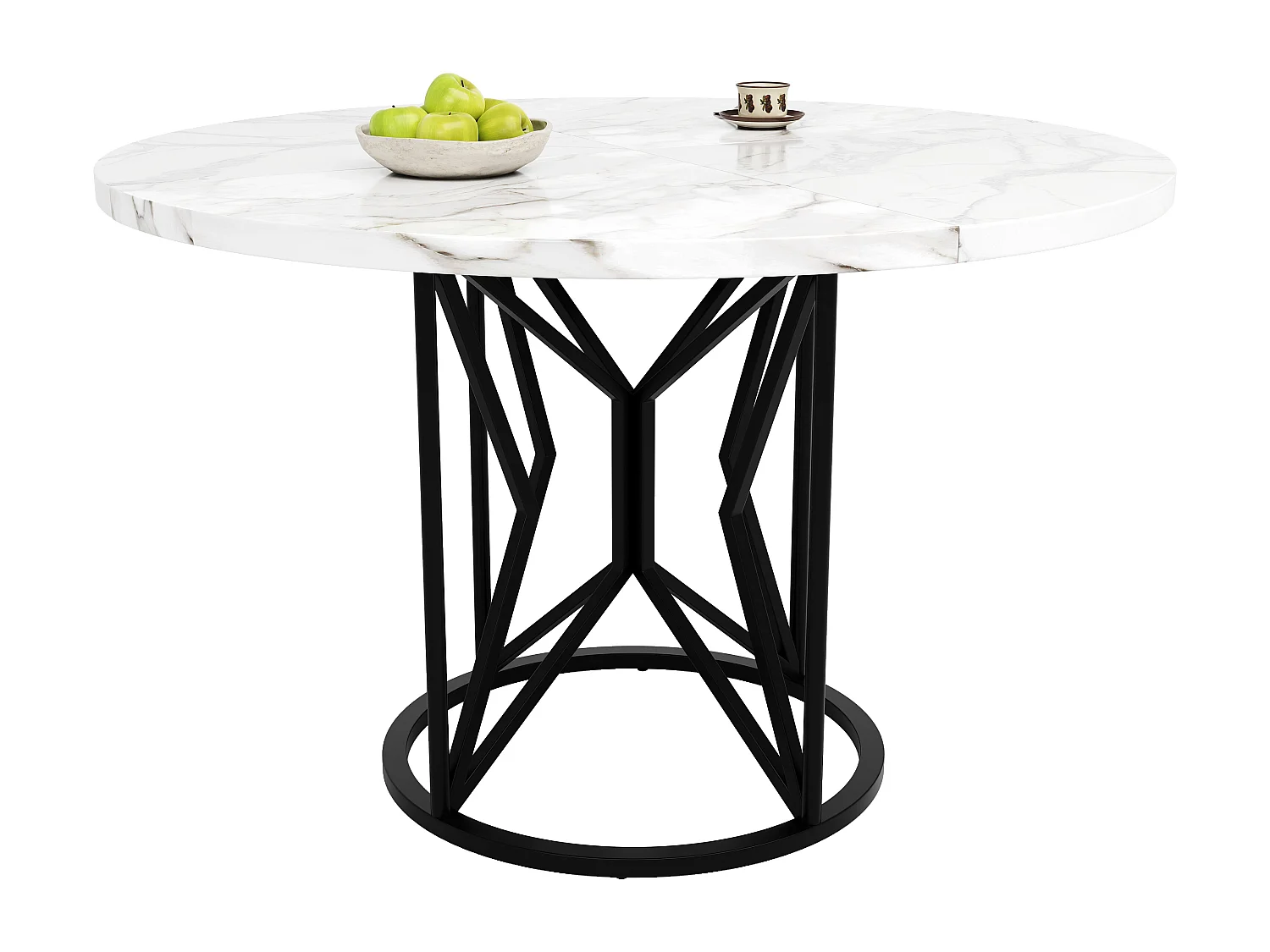 Table à manger ronde pour 100x100x76 cm 4-6 personnes - pieds en métal noir - blanc