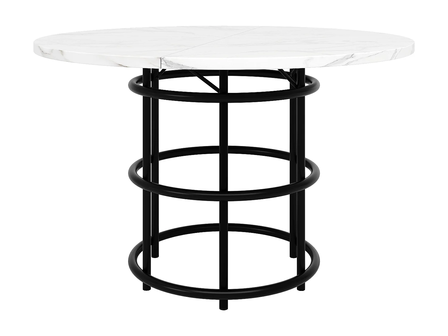 Table à manger ronde 100x100x76 cm 4-6 personnes - pieds en métal noir - blanc