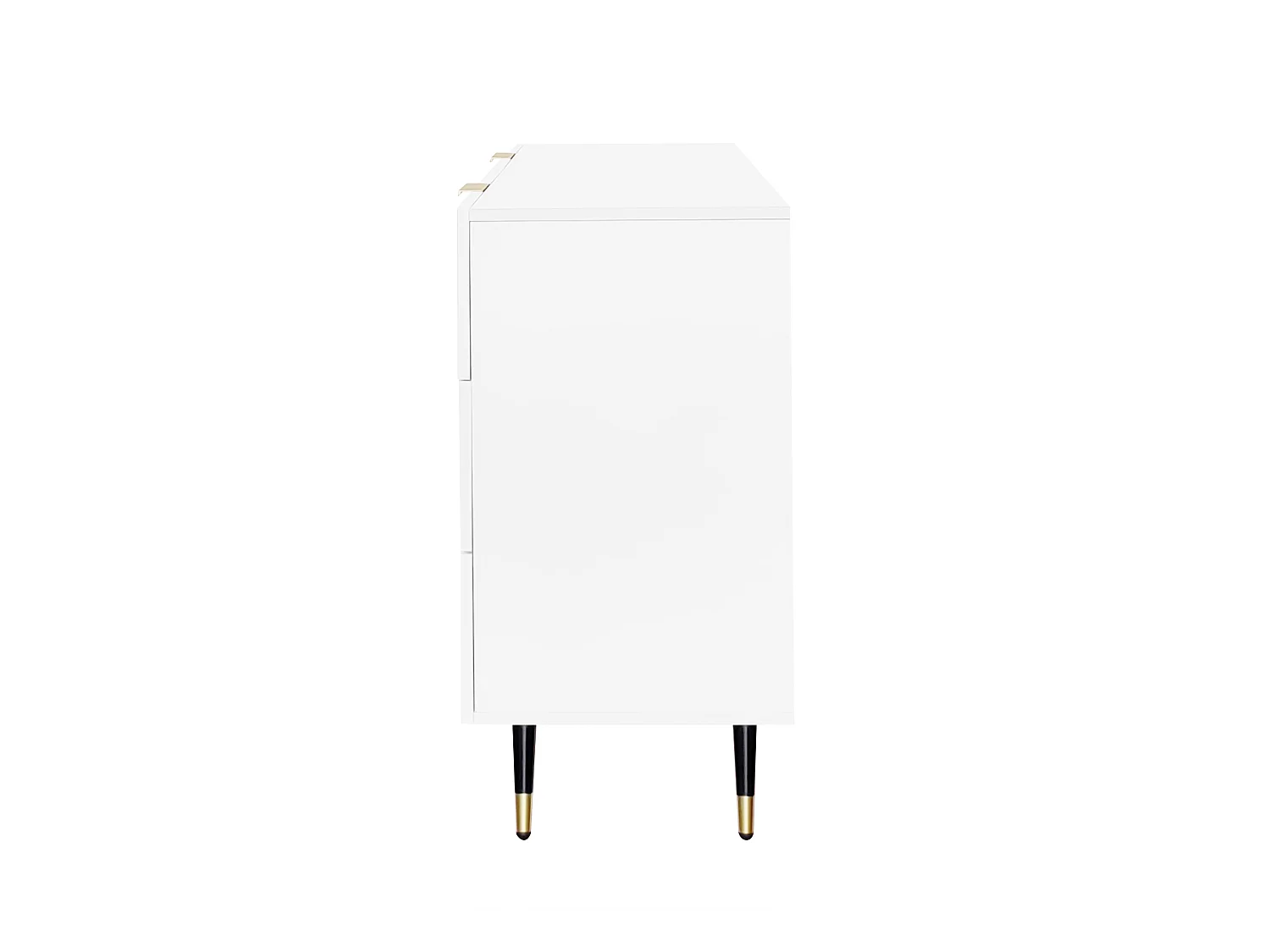 Buffet 120x40x77 cm avec 6 tiroirs blanc meuble de rangement en bois chambre et salon - poignées et pieds en métal