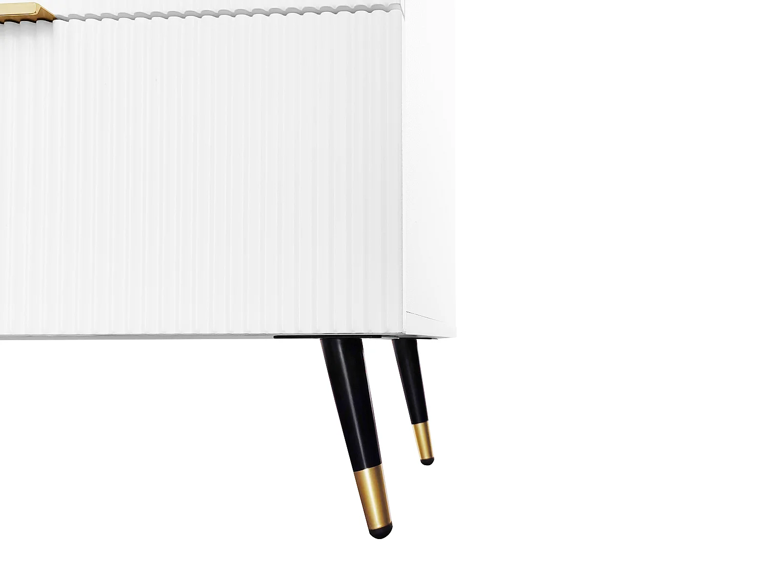 Buffet 120x40x77 cm avec 6 tiroirs blanc meuble de rangement en bois chambre et salon - poignées et pieds en métal