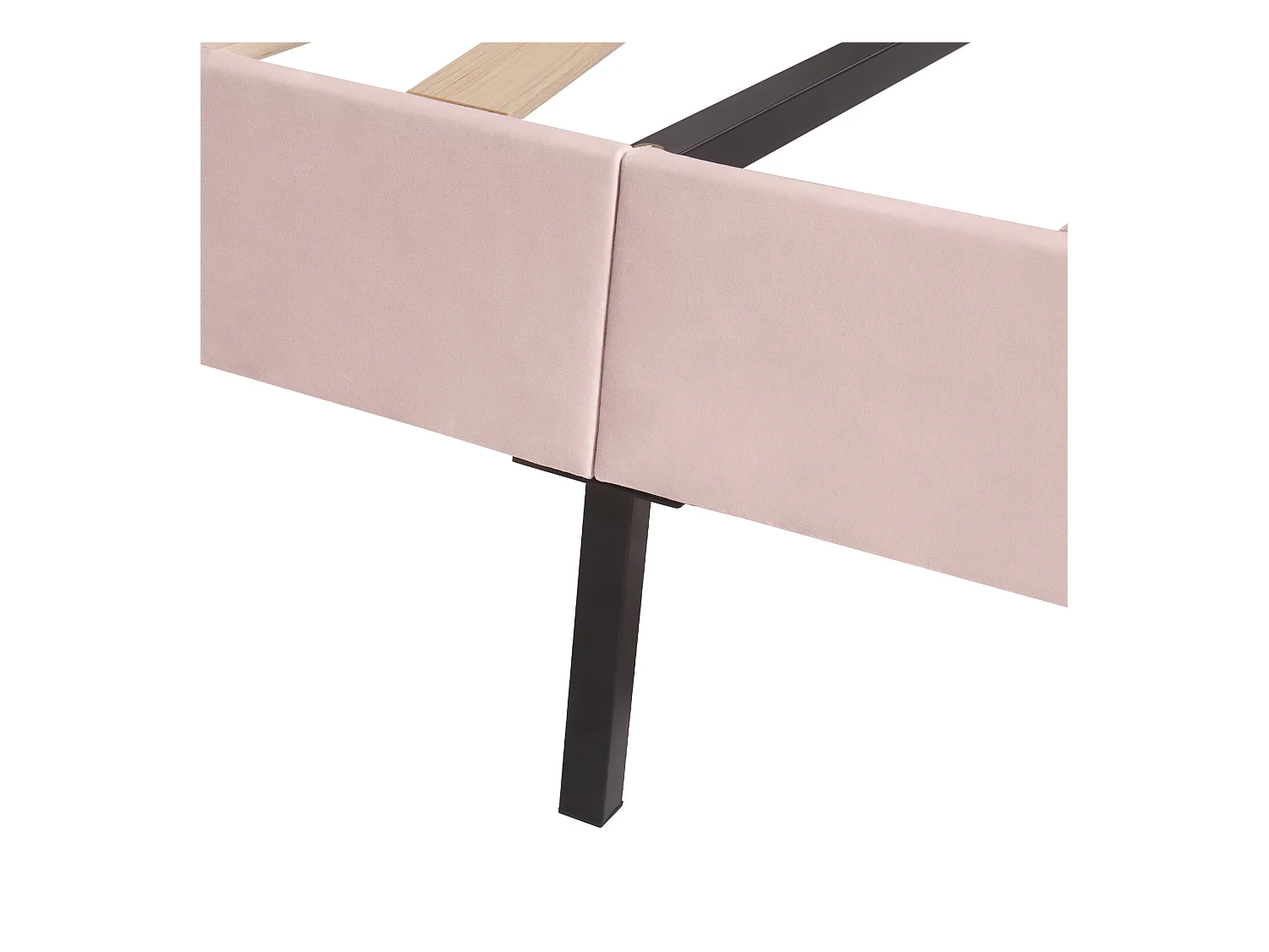 Lit adulte 140x200 avec sommier - tête de lit réglable en hauteur - cadre de lit en bois - velours rose (sans matelas)