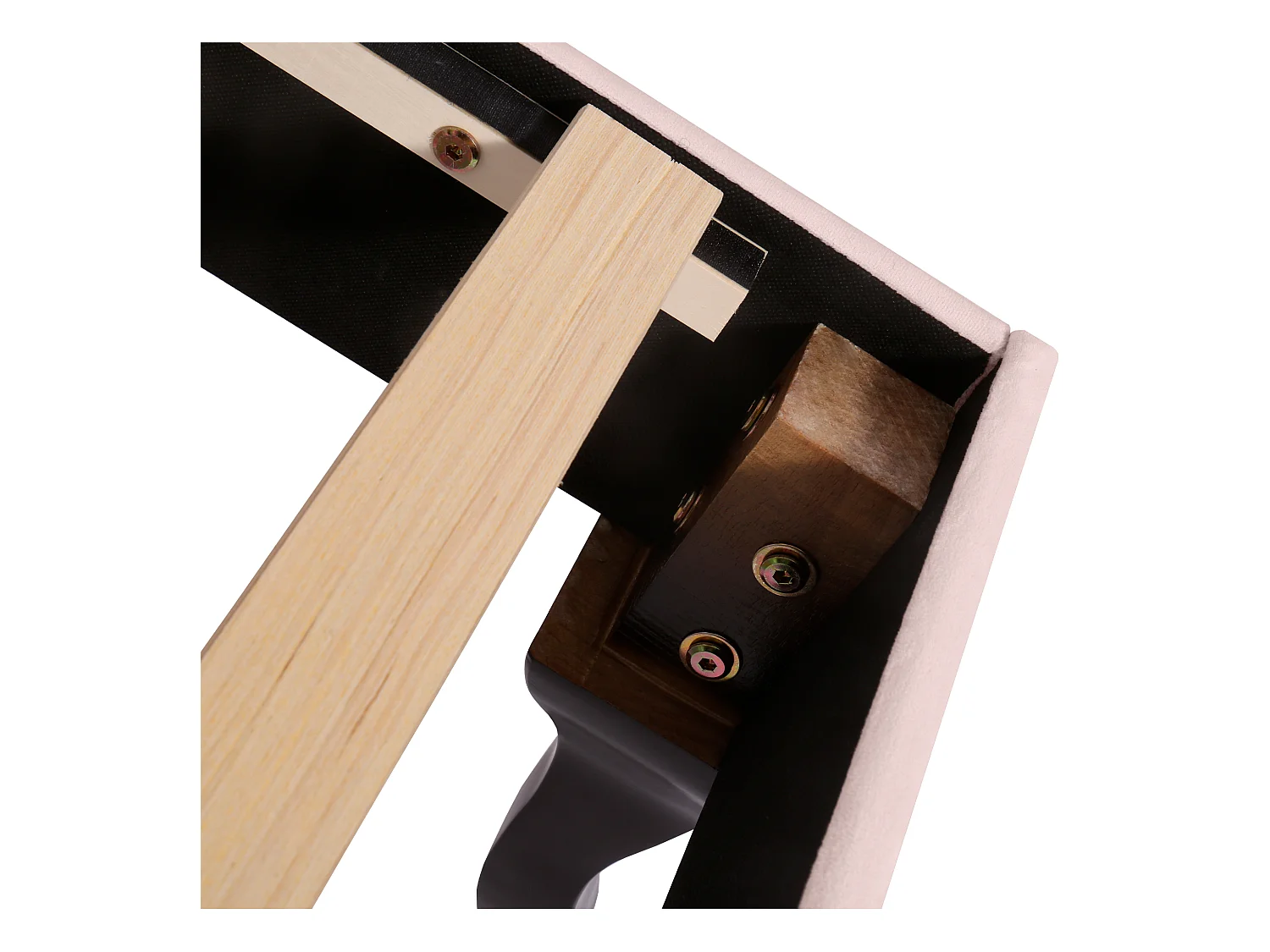 Lit adulte 140x200 avec sommier - tête de lit réglable en hauteur - cadre de lit en bois - velours rose (sans matelas)