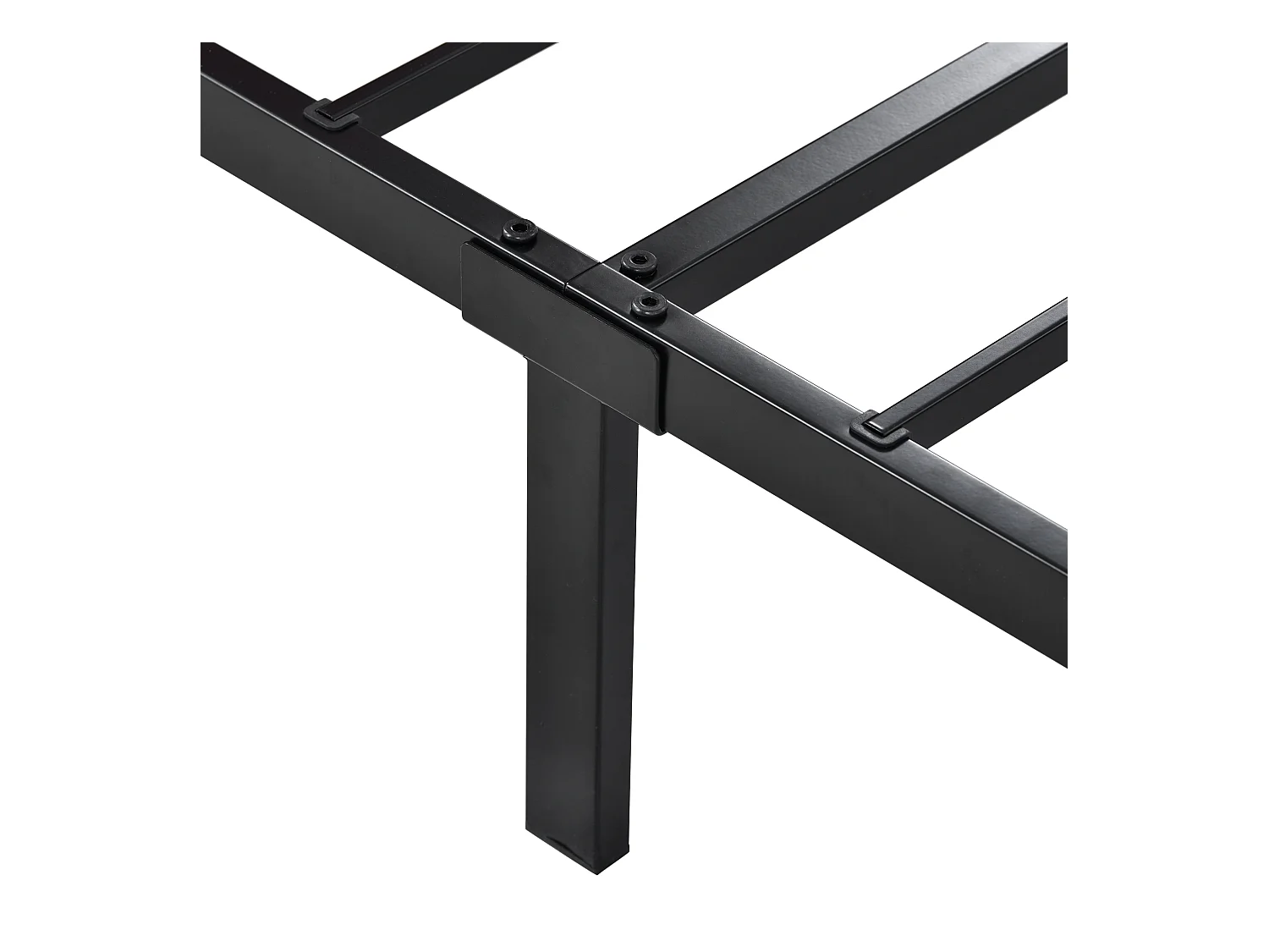 Lit double 140x200 cm avec sommier - tête de lit réglable en hauteur et 4 tiroirs - cadre métallique - lin noir (sans matelas)