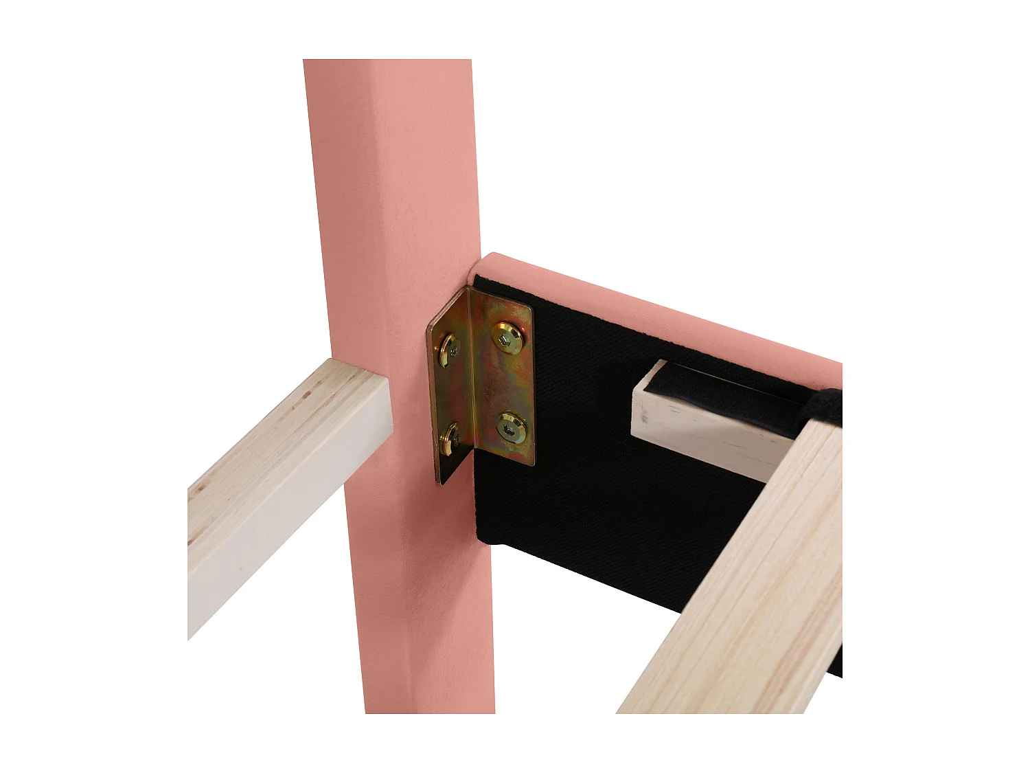 Lit adulte 140x200 cm avec sommier - tête de lit réglable en hauteur - bois - velours rose (sans matelas)