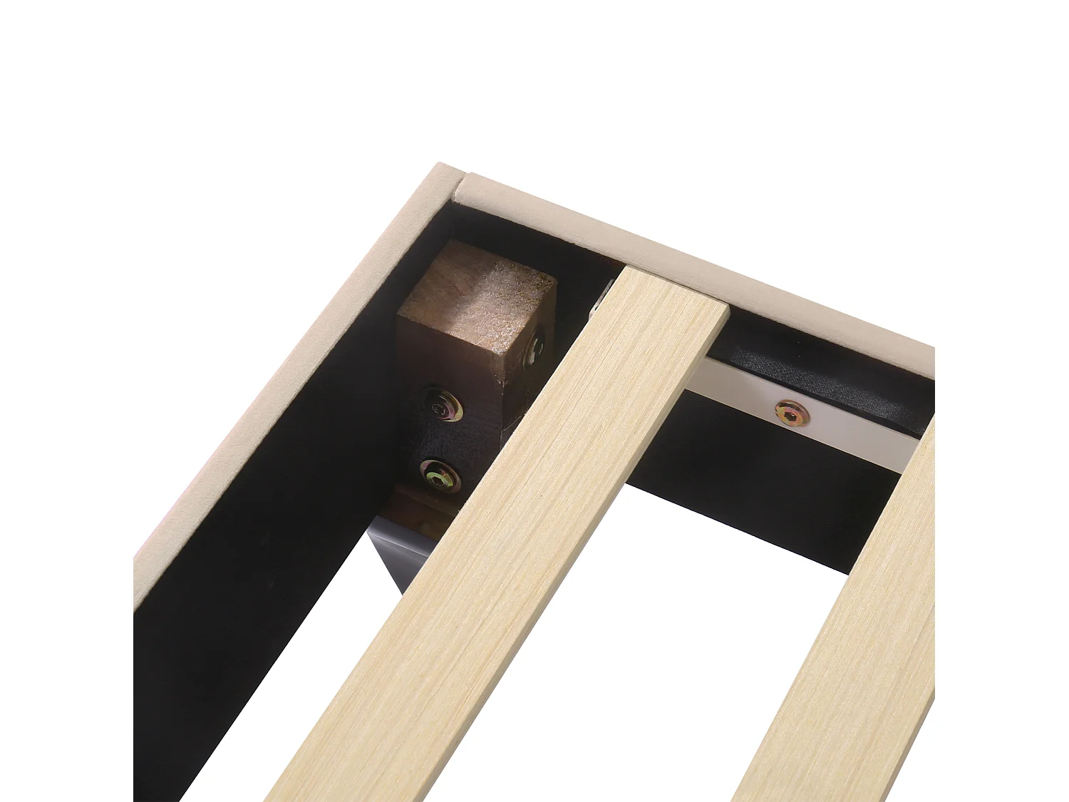 Lit enfant 90x200 avec sommier - tête de lit réglable en hauteur - cadre de lit en bois - velours beige (sans matelas)