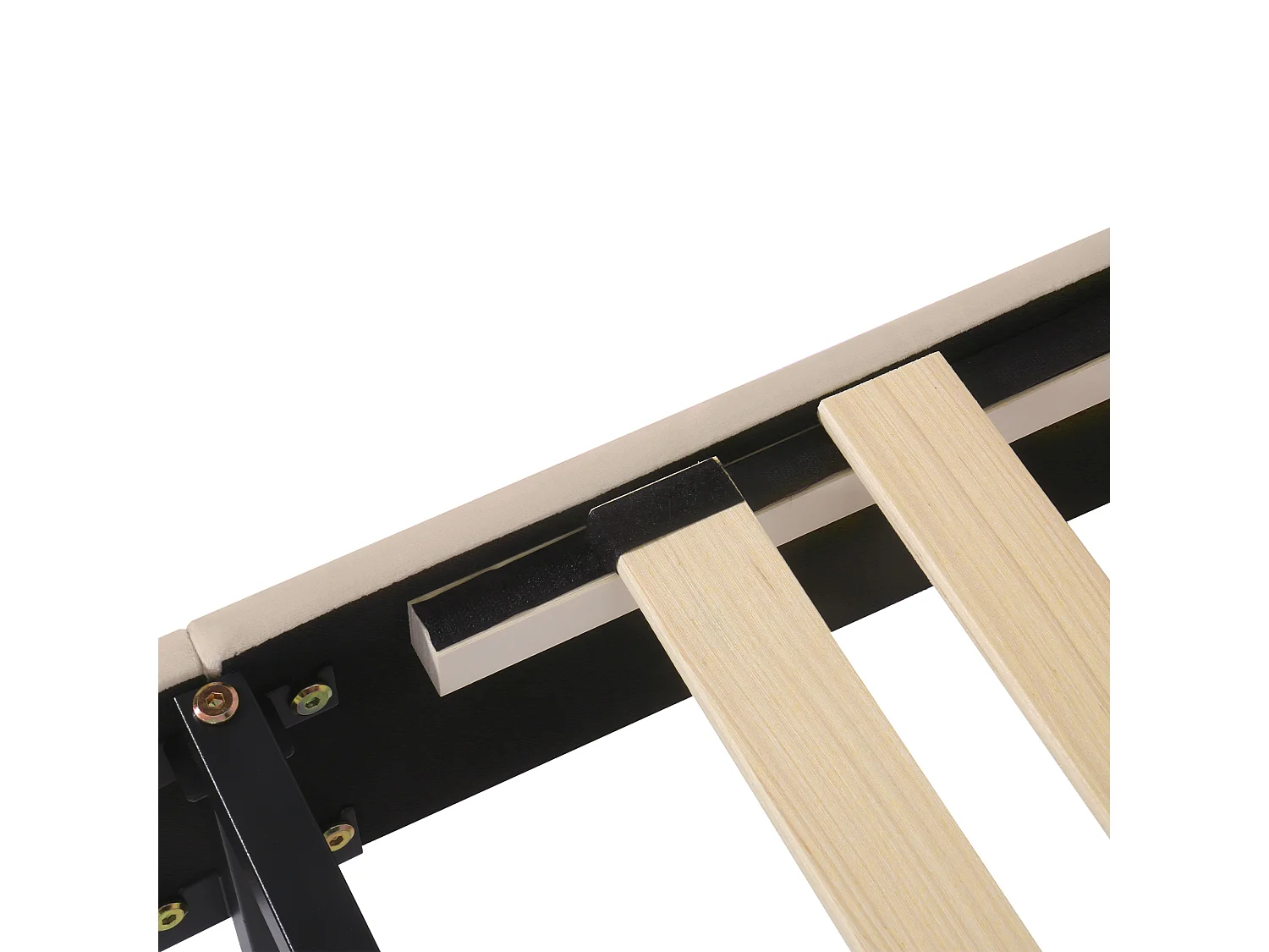 Lit 90x200 avec tête de lit réglable, avec sommier à lattes, structure stable, en velours, beige (Sans matelas)