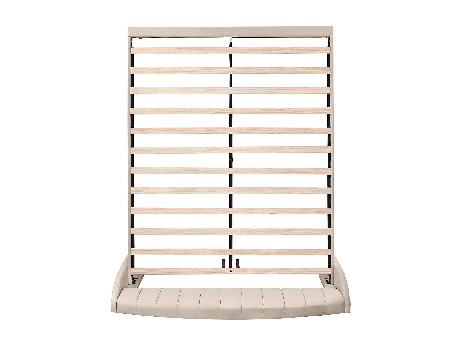 Letto matrimoniale per adulti 160x200 cm con rete a doghe - testiera regolabile in altezza - giroletto in legno - velluto beige (senza materasso)