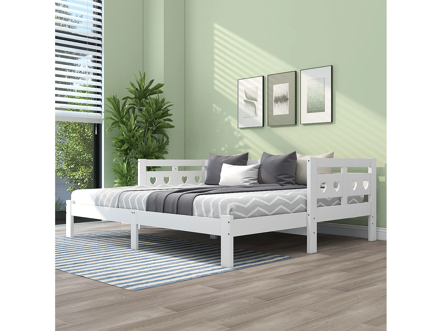 Kinderbed 90x200 cm met lattenbodem - onderschuifbed met houten bedframe - wit (zonder matras)