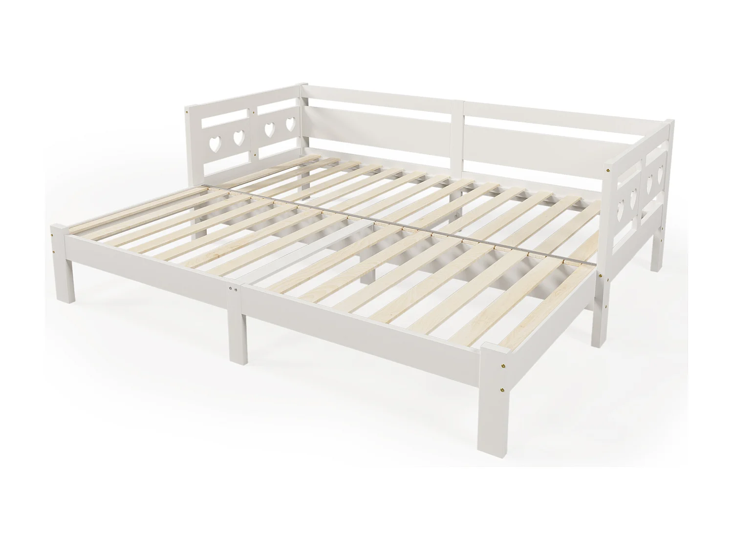 Uitschuifbed 90x200 cm met uitschuifbaar frame en 2e slaapplaats, hout, wit (zonder matras)