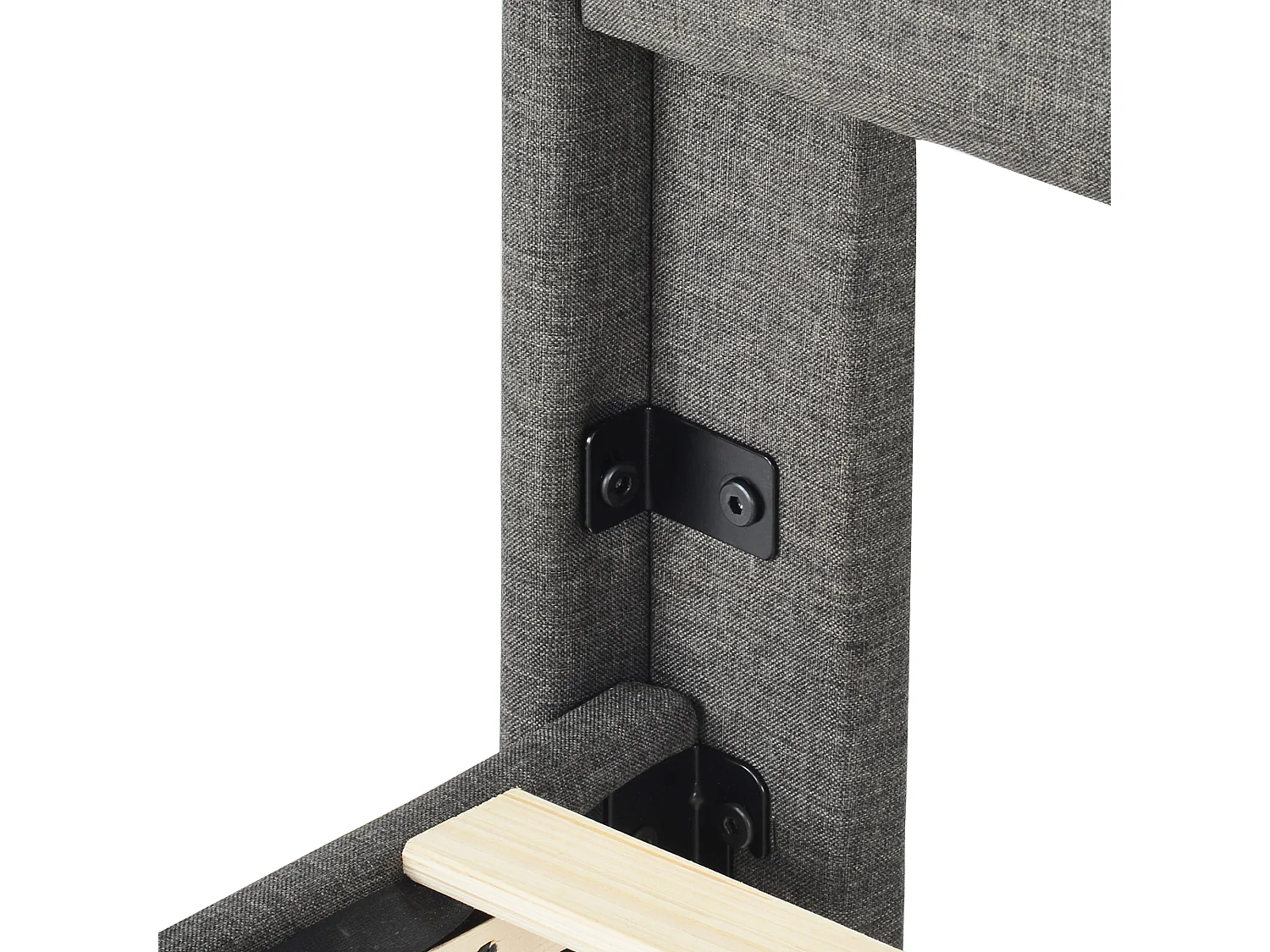 Lit enfant 90x200cm avec sommier - tête de lit capitonnée - cadre de lit en bois - lin gris (sans matelas)