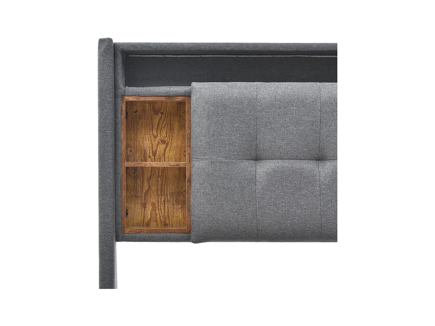 Lit adulte 140x200 cm avec sommier - tête de lit rangement avec USB et LED - bois - gris (sans matelas)