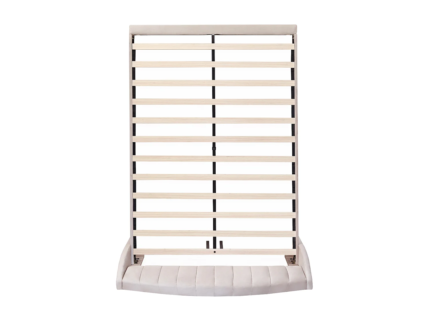 Lit adulte 140x190 avec sommier - tête de lit réglable en hauteur - cadre de lit en bois - velours beige (sans matelas)