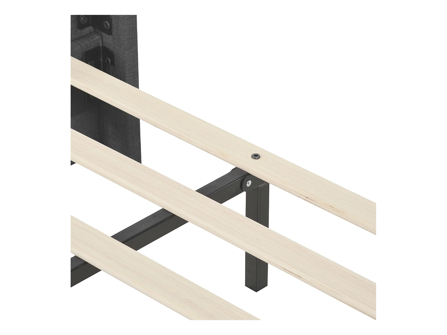 Lit double 140x200cm avec sommier - tête de lit capitonnée - cadre de lit en bois - lin gris (sans matelas)