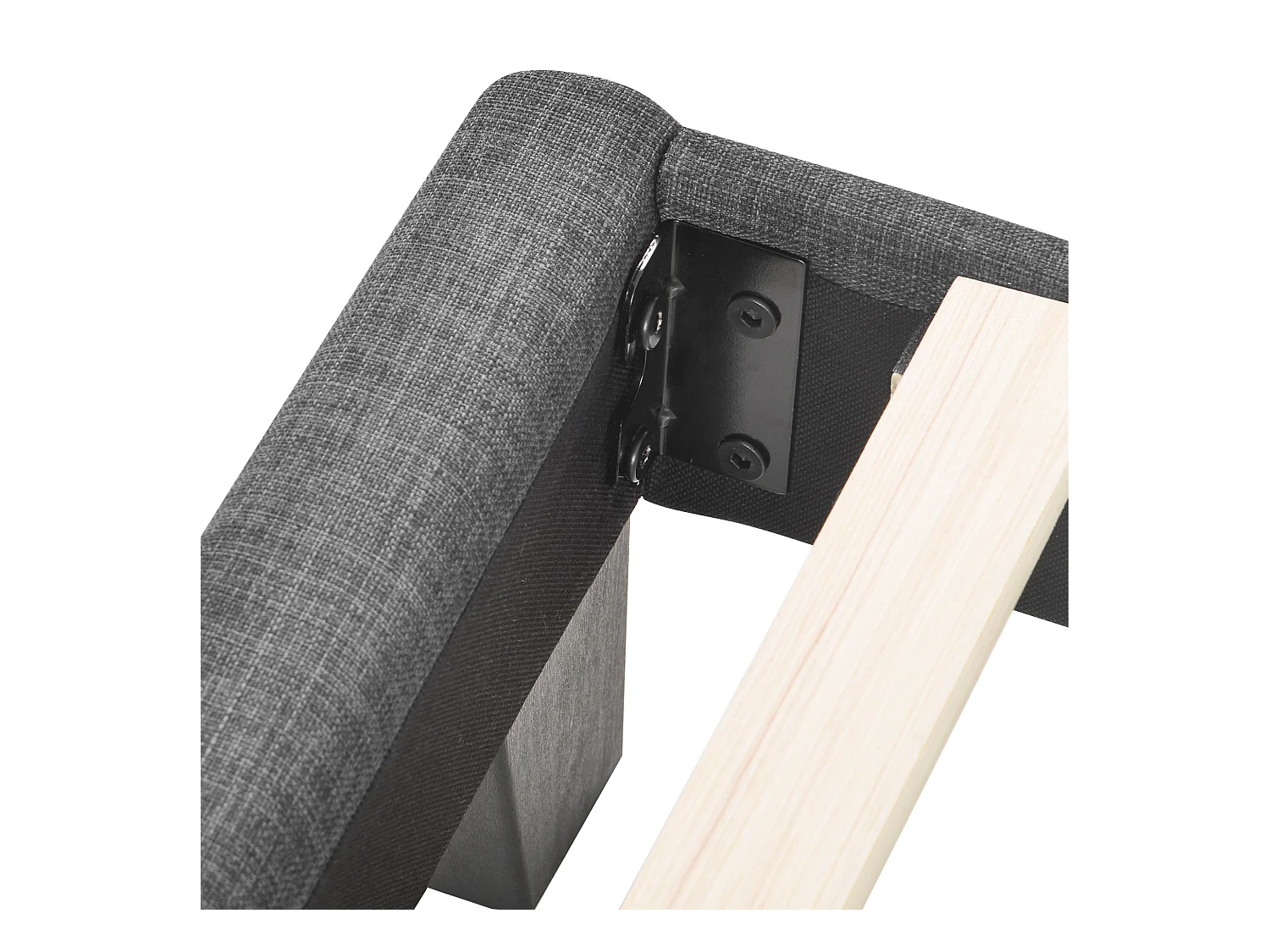 Lit double 140x200cm avec sommier - tête de lit capitonnée - cadre de lit en bois - lin gris (sans matelas)