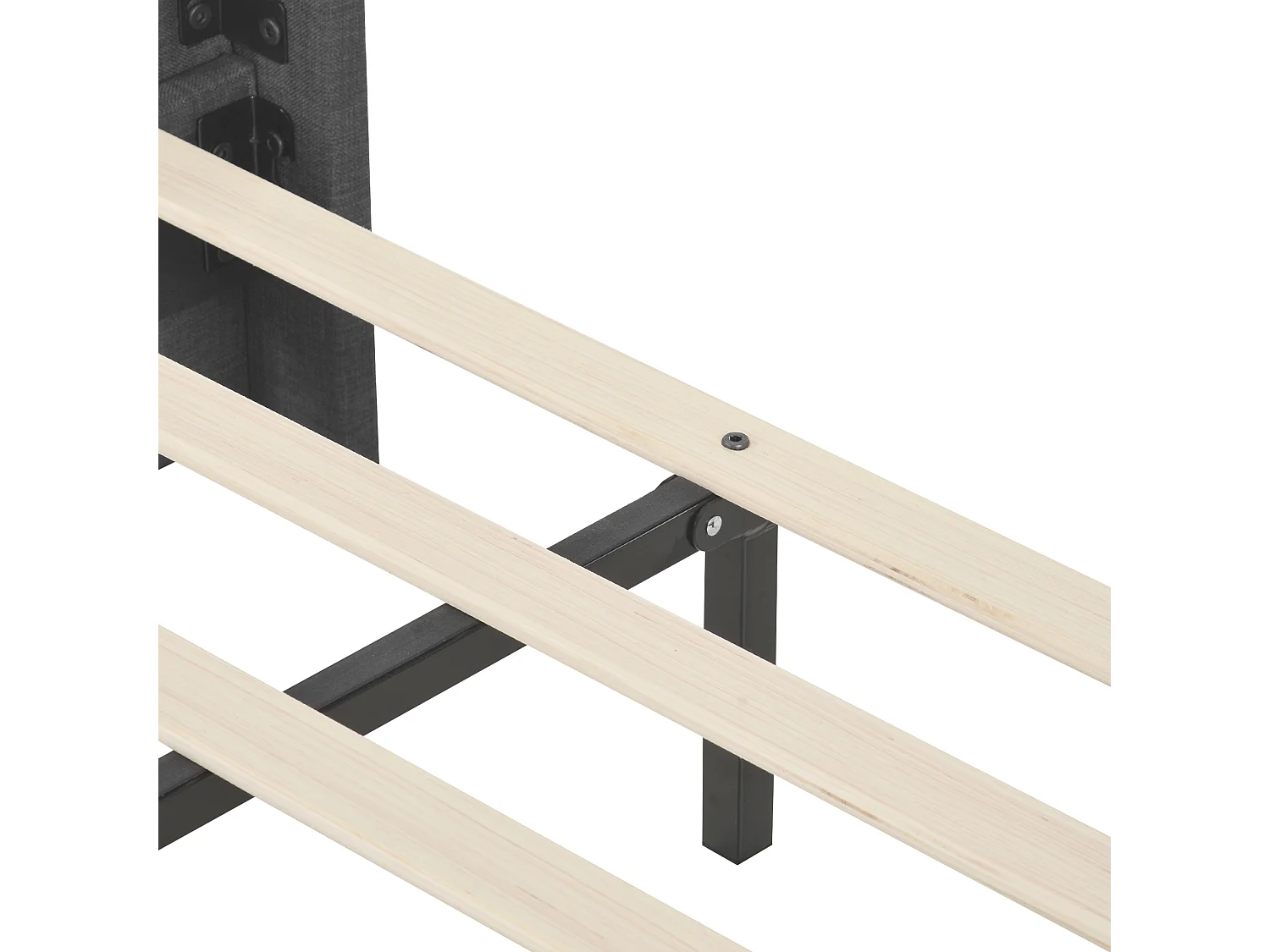 Lit double 140x200cm avec sommier - tête de lit capitonnée - cadre de lit en bois - lin gris (sans matelas)